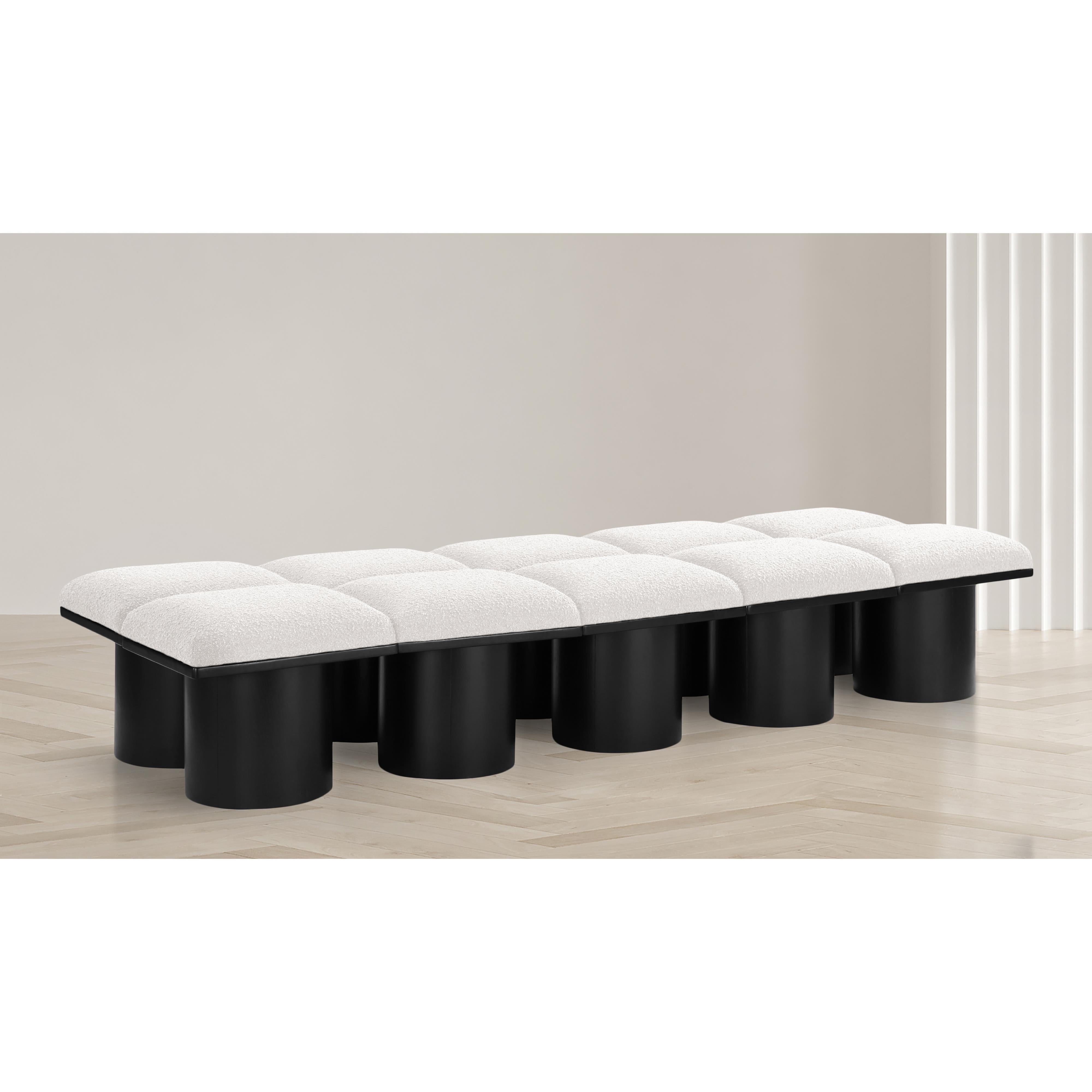 Meridian Pavilion Cream Boucle Fabric Bench