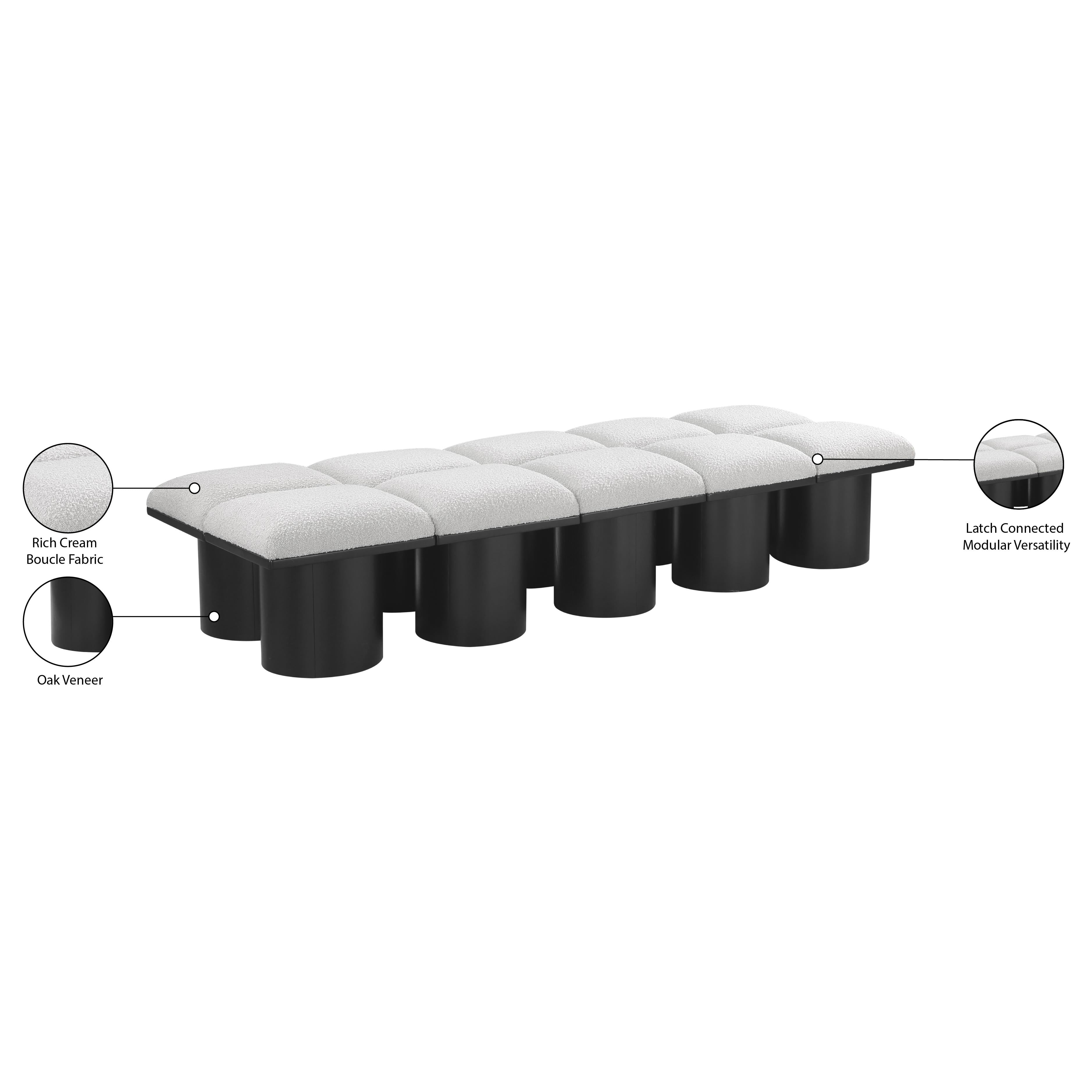 Meridian Pavilion Cream Boucle Fabric Bench