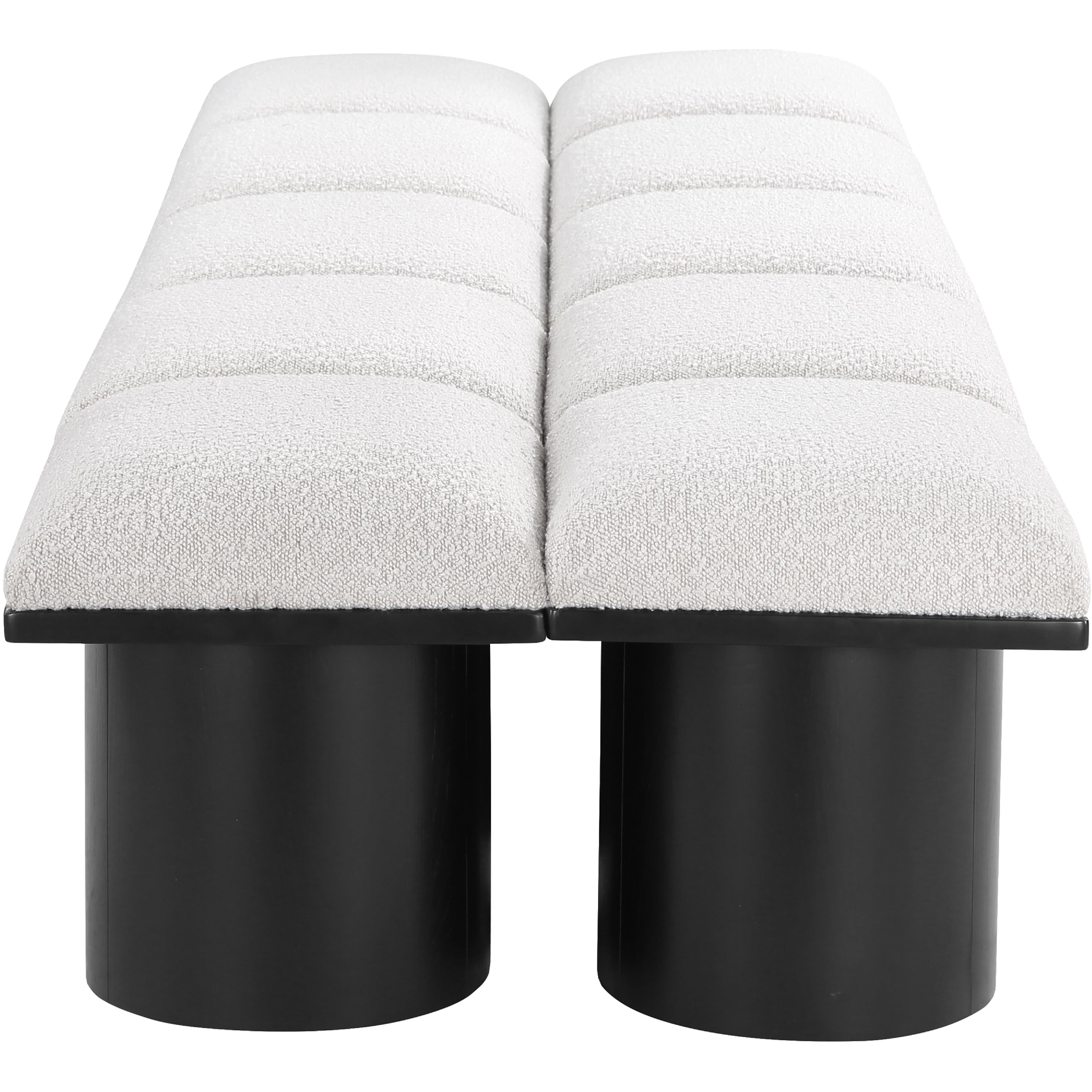Meridian Pavilion Cream Boucle Fabric Bench