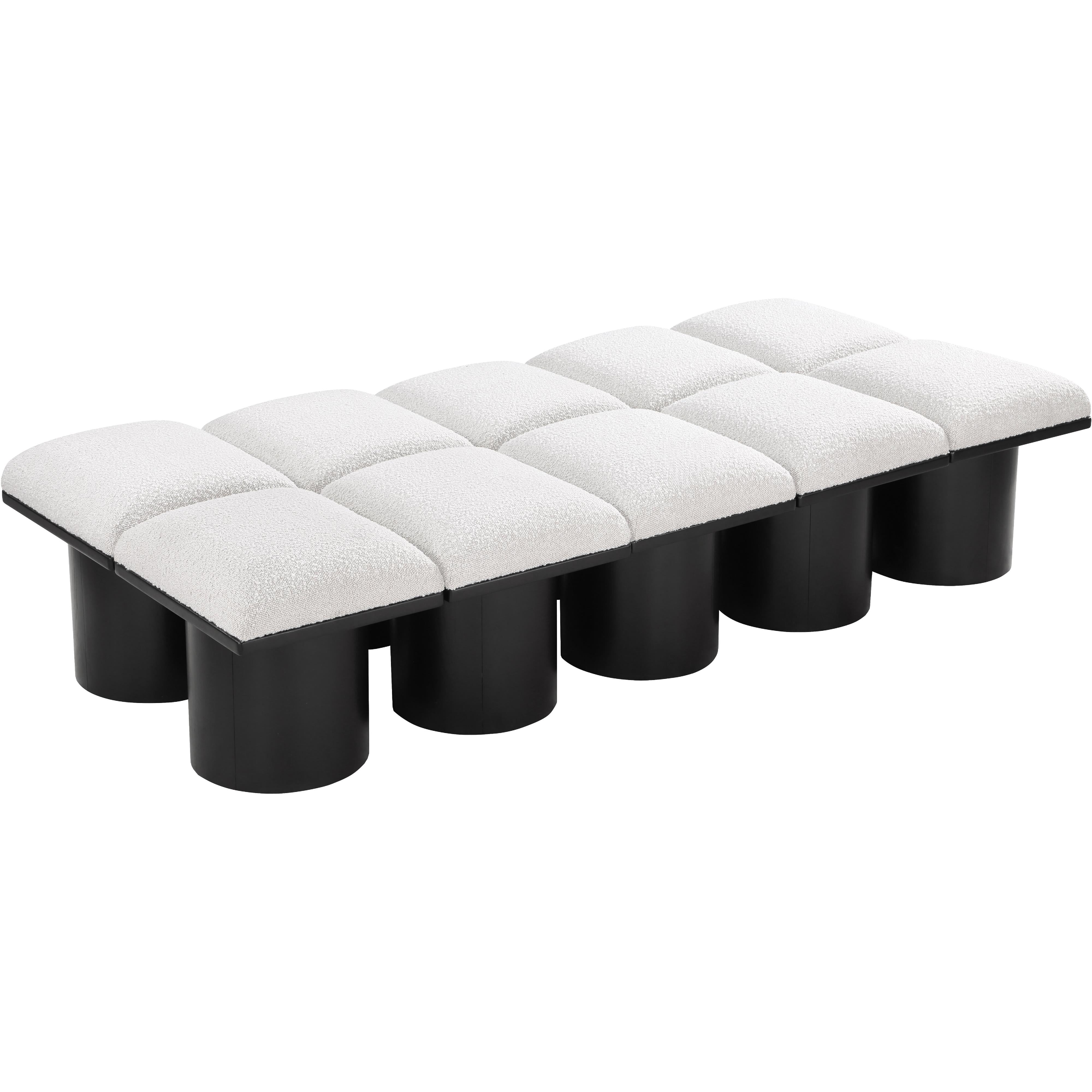 Meridian Pavilion Cream Boucle Fabric Bench
