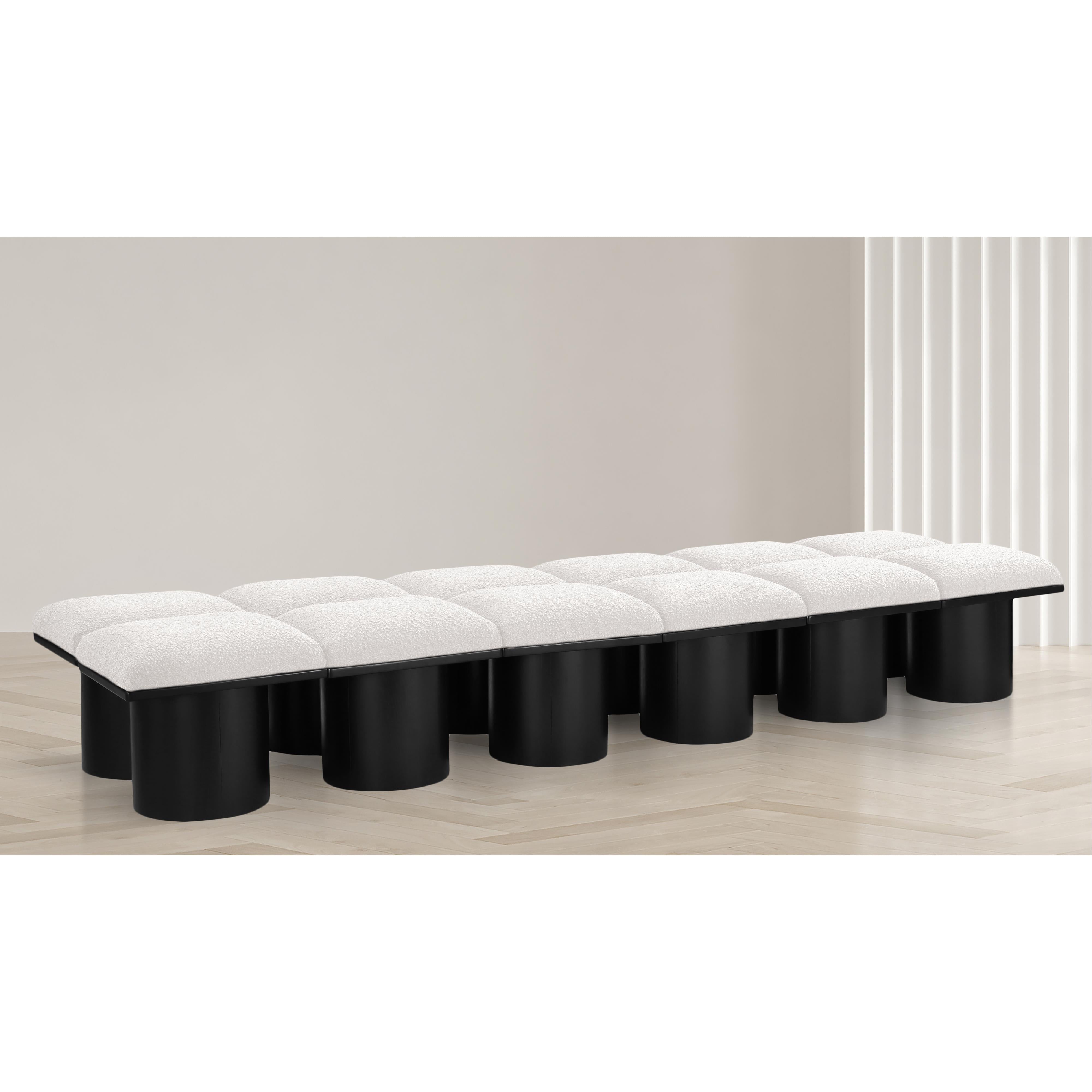Meridian Pavilion Cream Boucle Fabric Bench