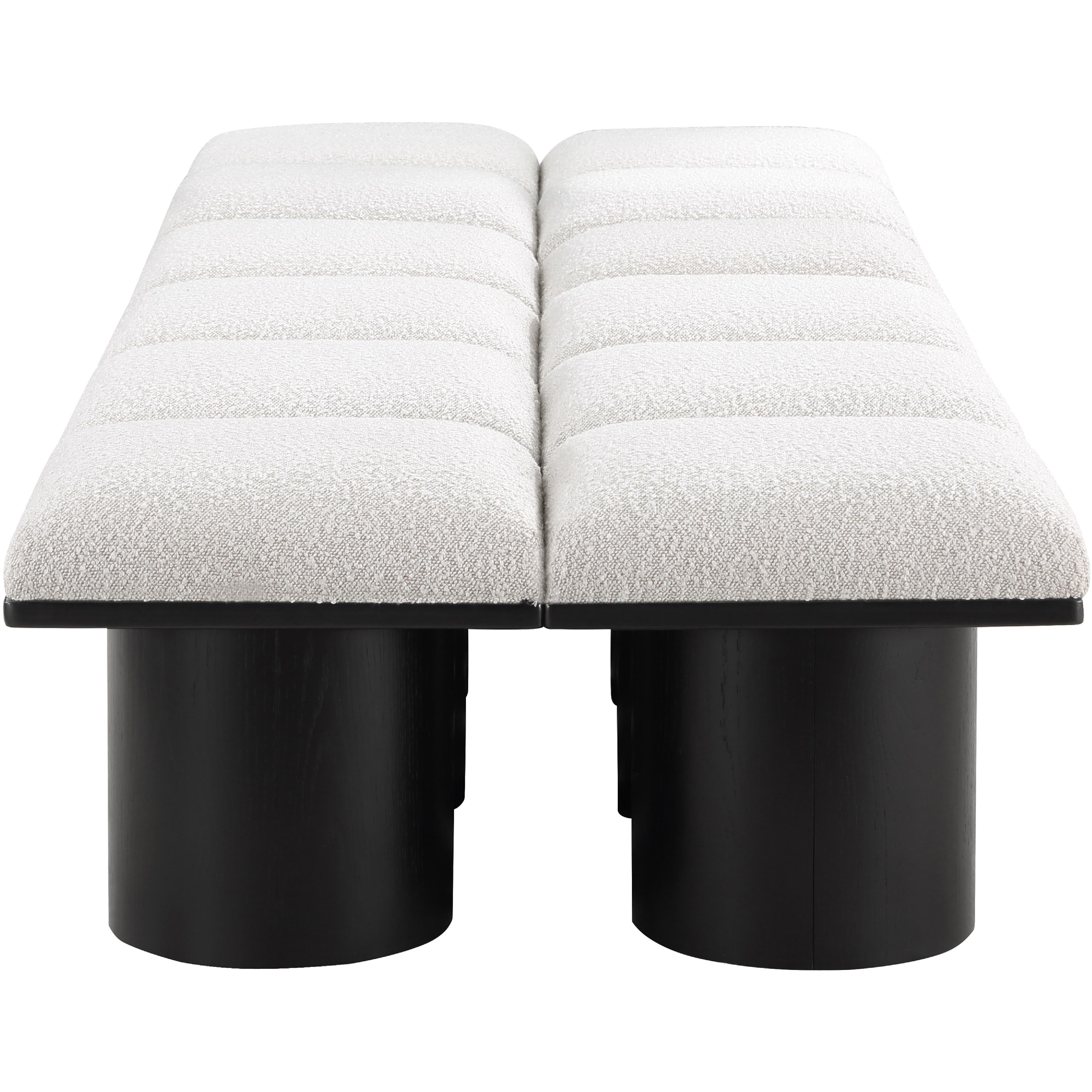 Meridian Pavilion Cream Boucle Fabric Bench
