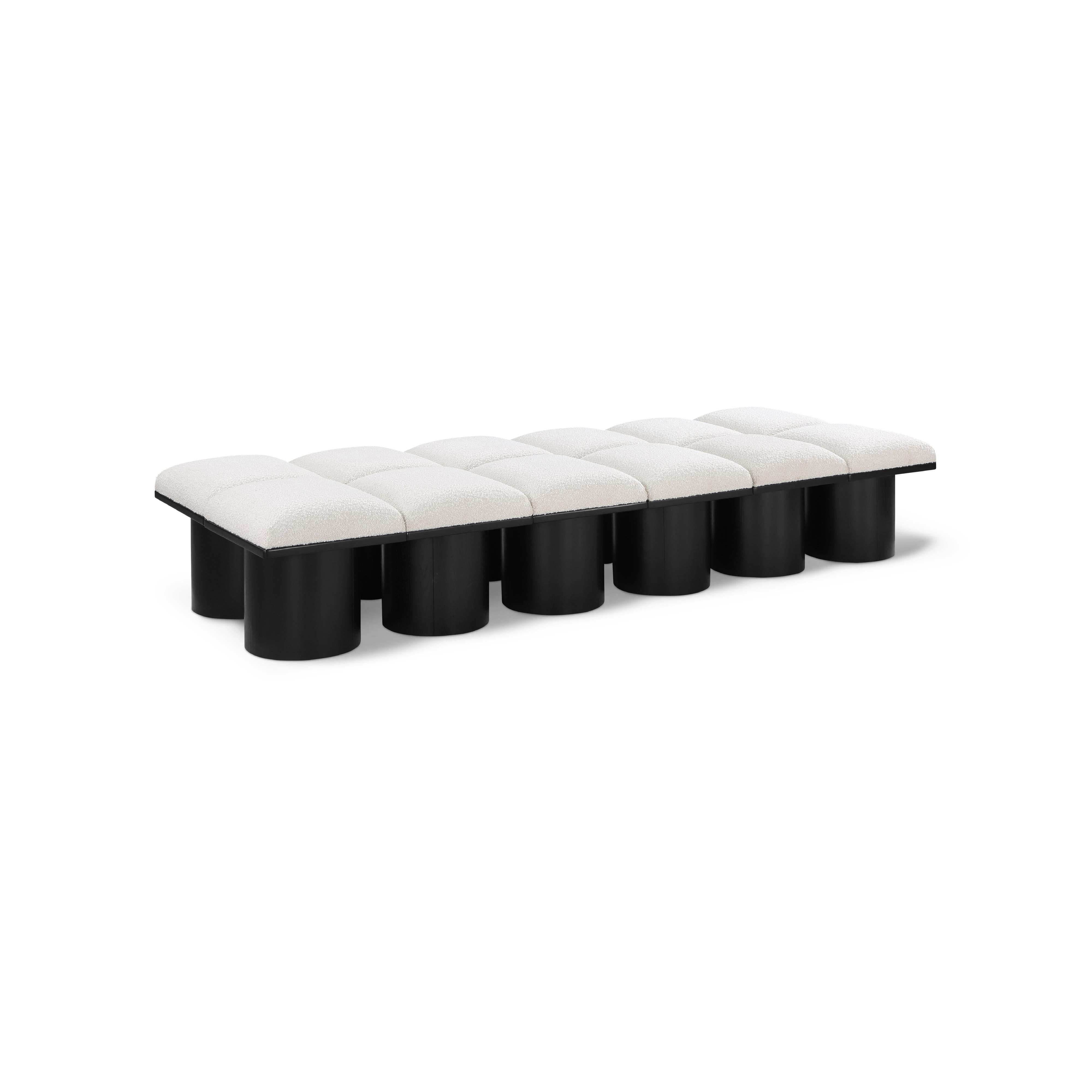 Meridian Pavilion Cream Boucle Fabric Bench