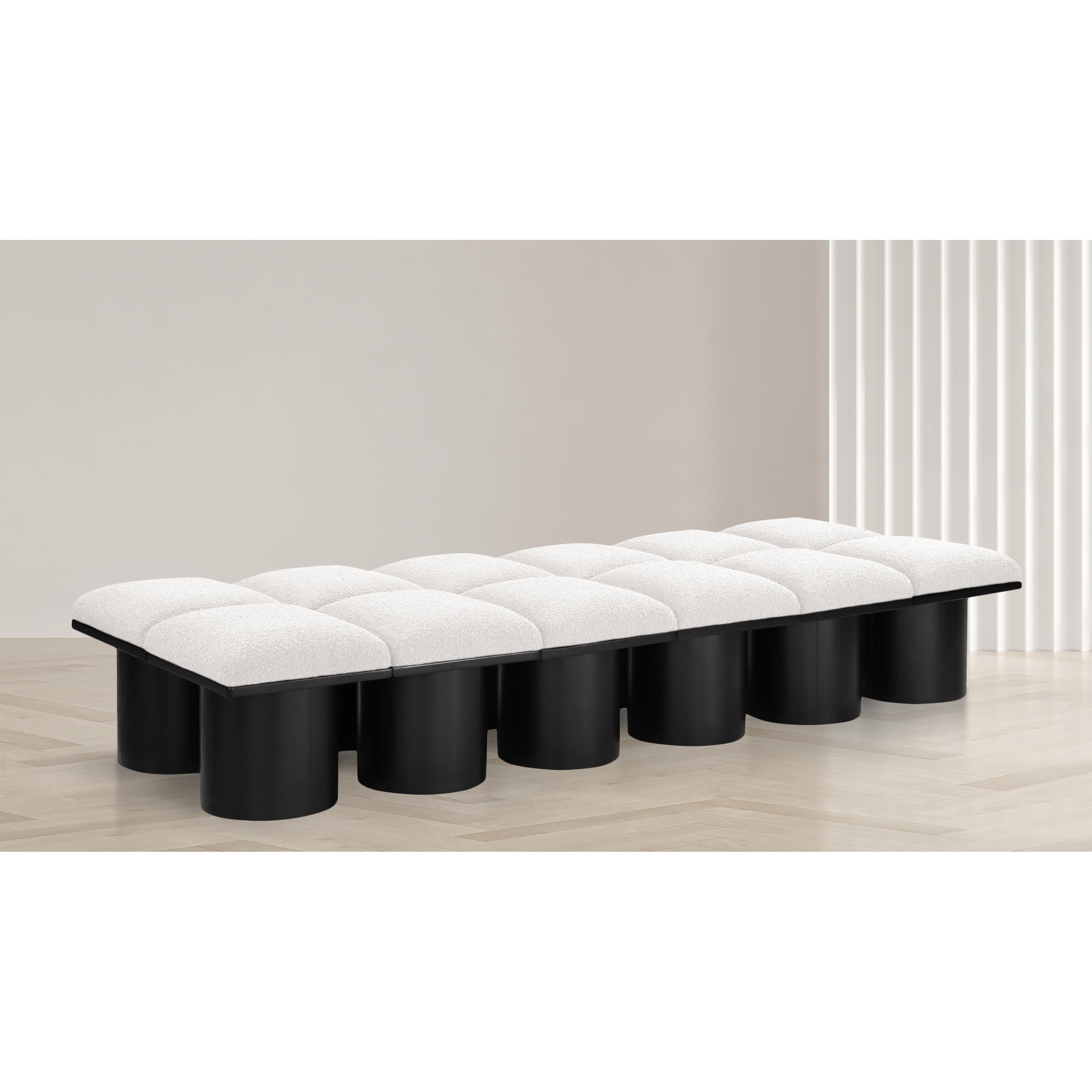 Meridian Pavilion Cream Boucle Fabric Bench
