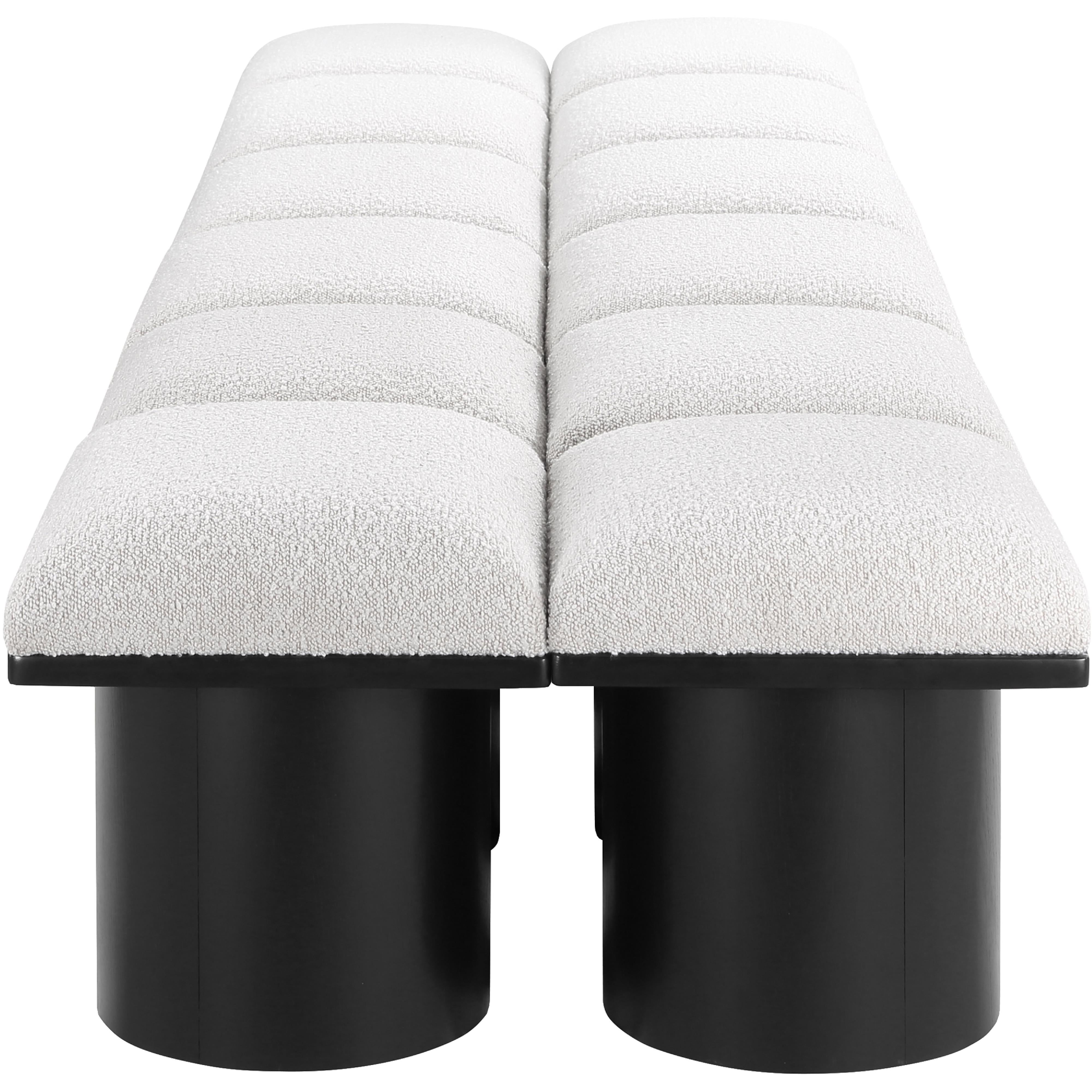 Meridian Pavilion Cream Boucle Fabric Bench