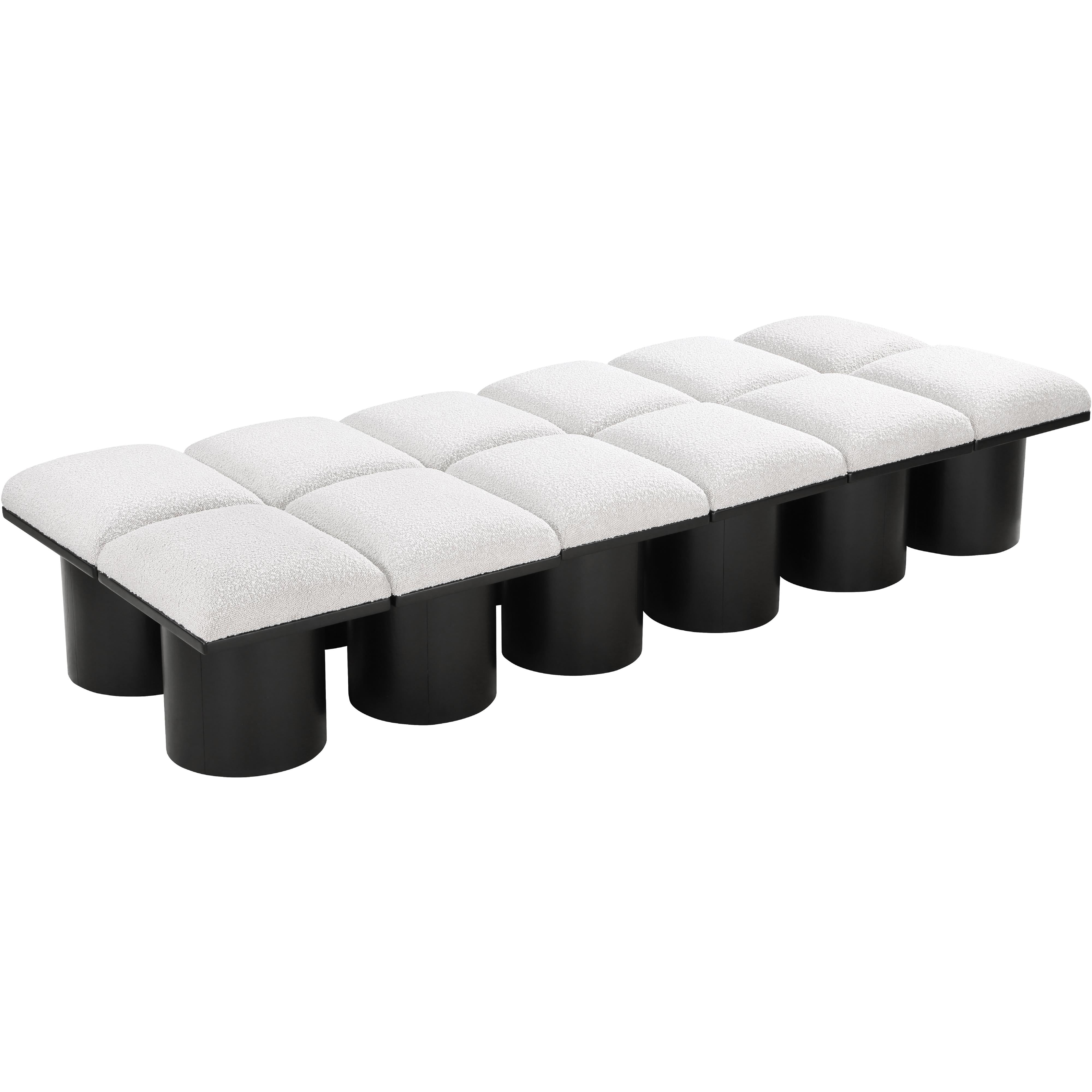 Meridian Pavilion Cream Boucle Fabric Bench