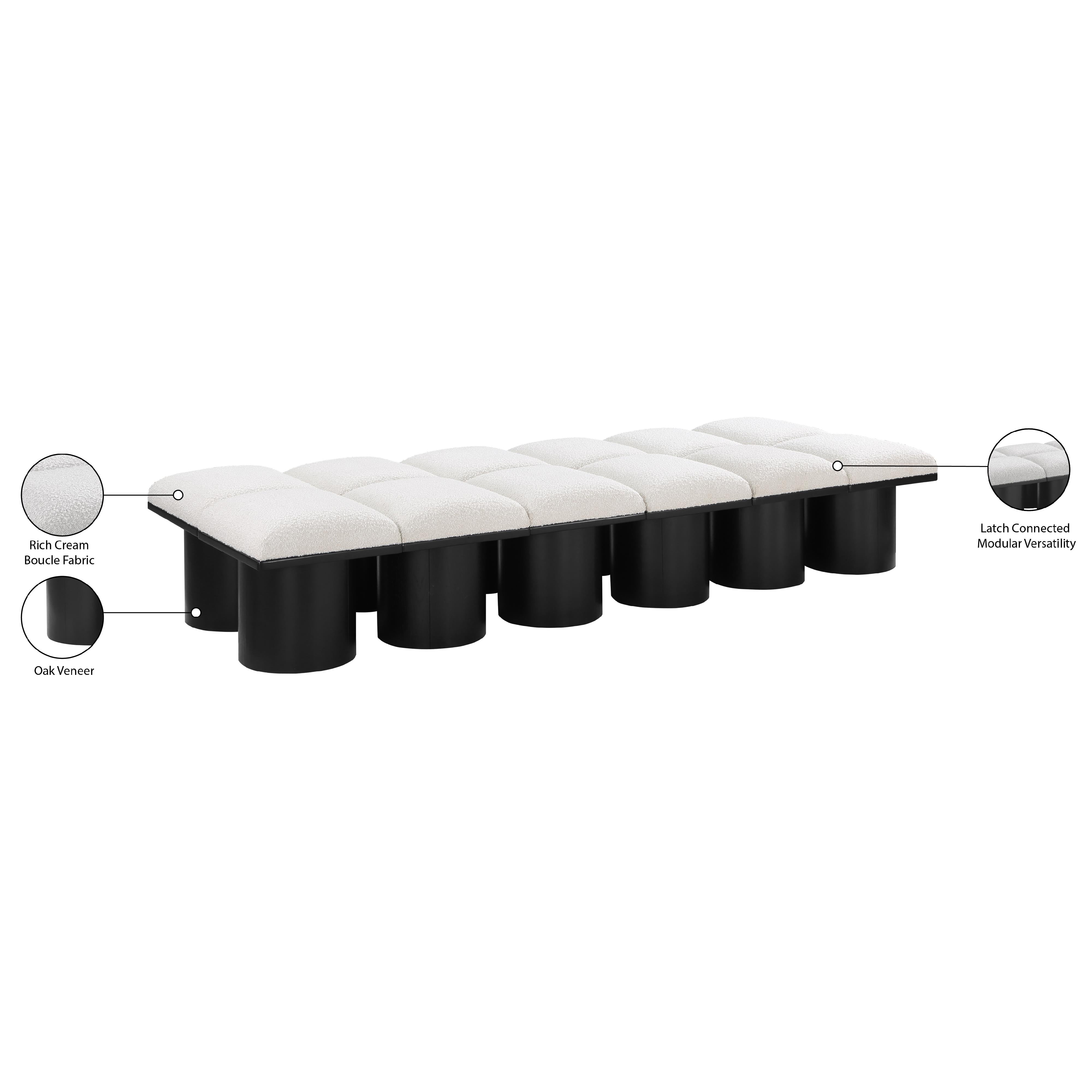 Meridian Pavilion Cream Boucle Fabric Bench