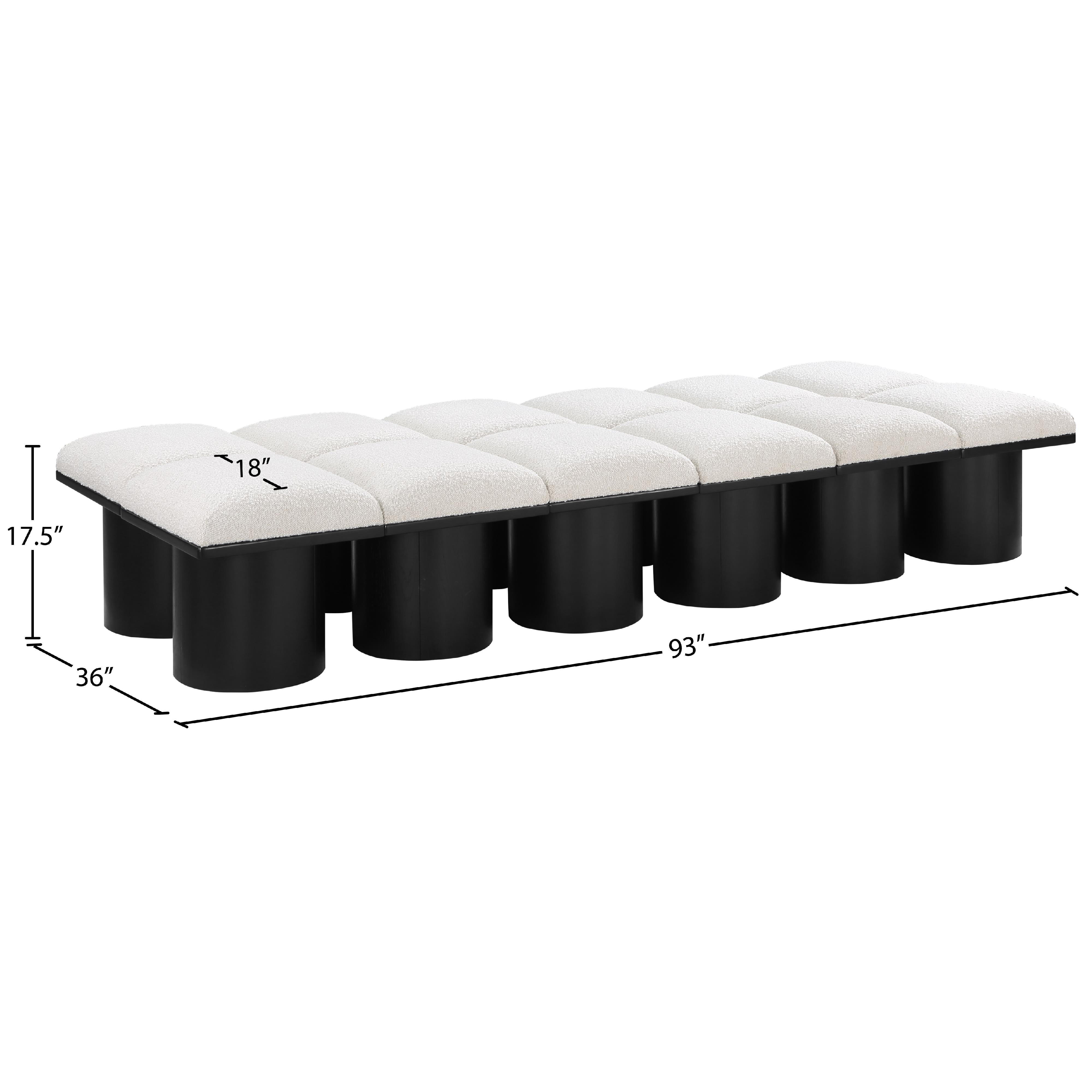 Meridian Pavilion Cream Boucle Fabric Bench