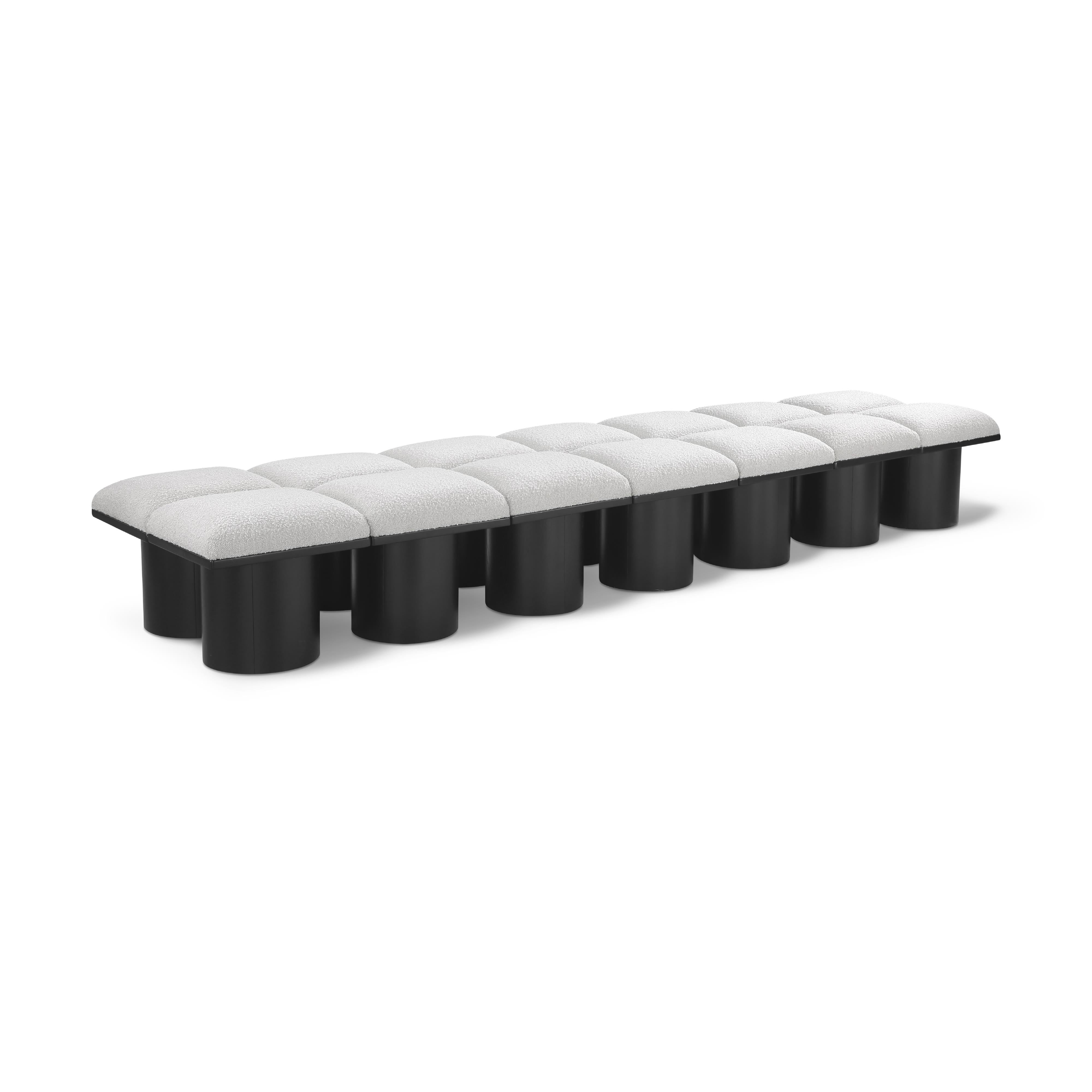 Meridian Pavilion Cream Boucle Fabric Bench