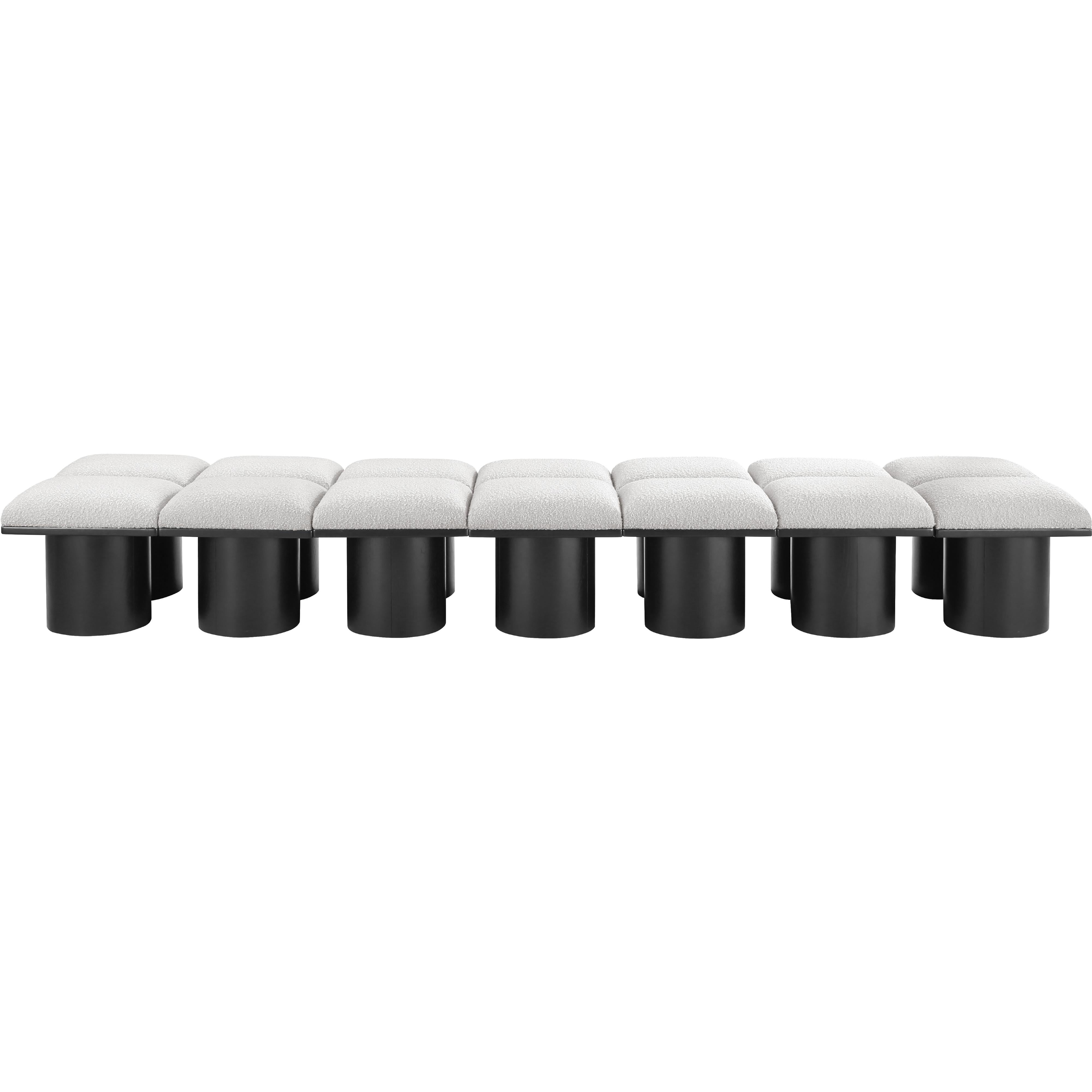Meridian Pavilion Cream Boucle Fabric Bench