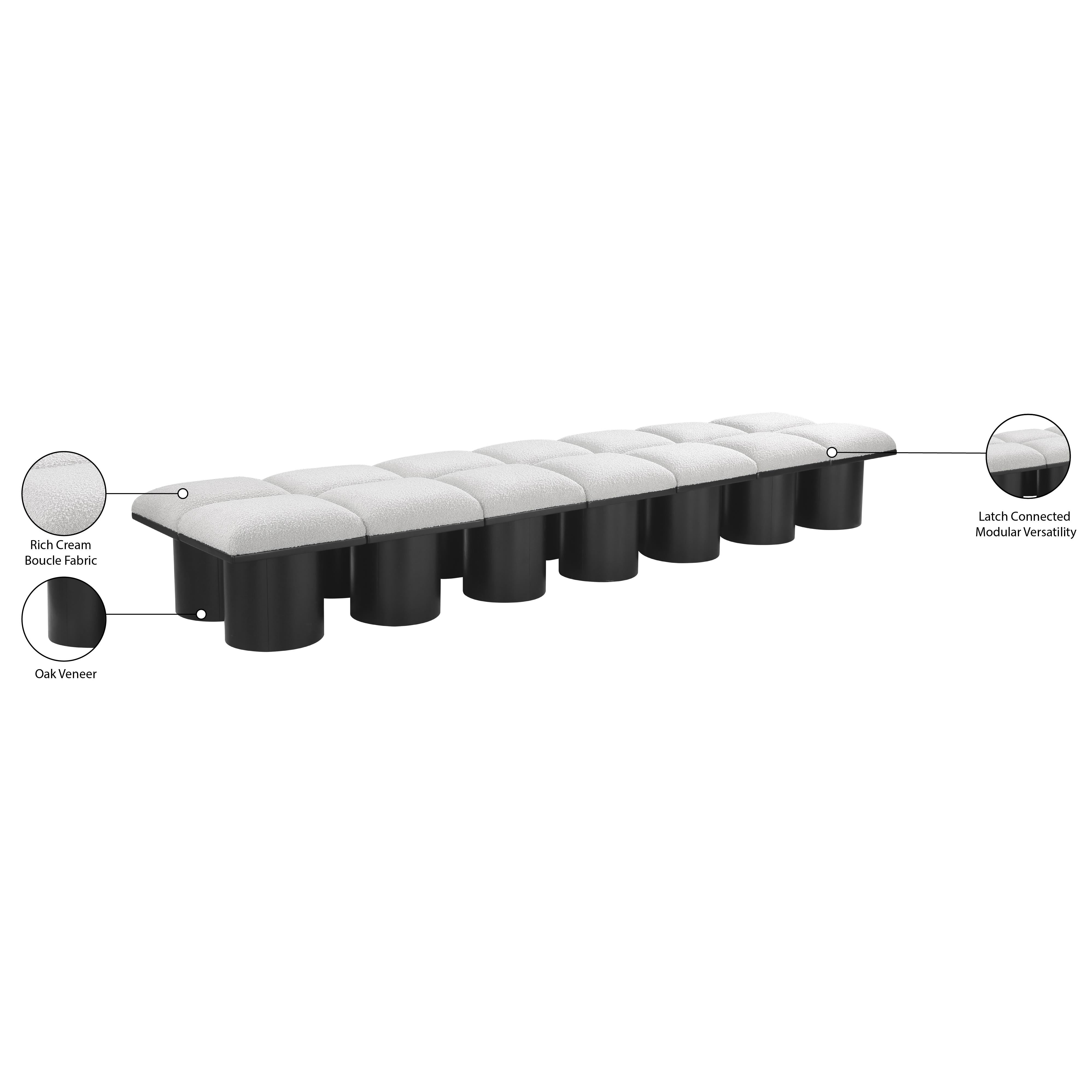 Meridian Pavilion Cream Boucle Fabric Bench