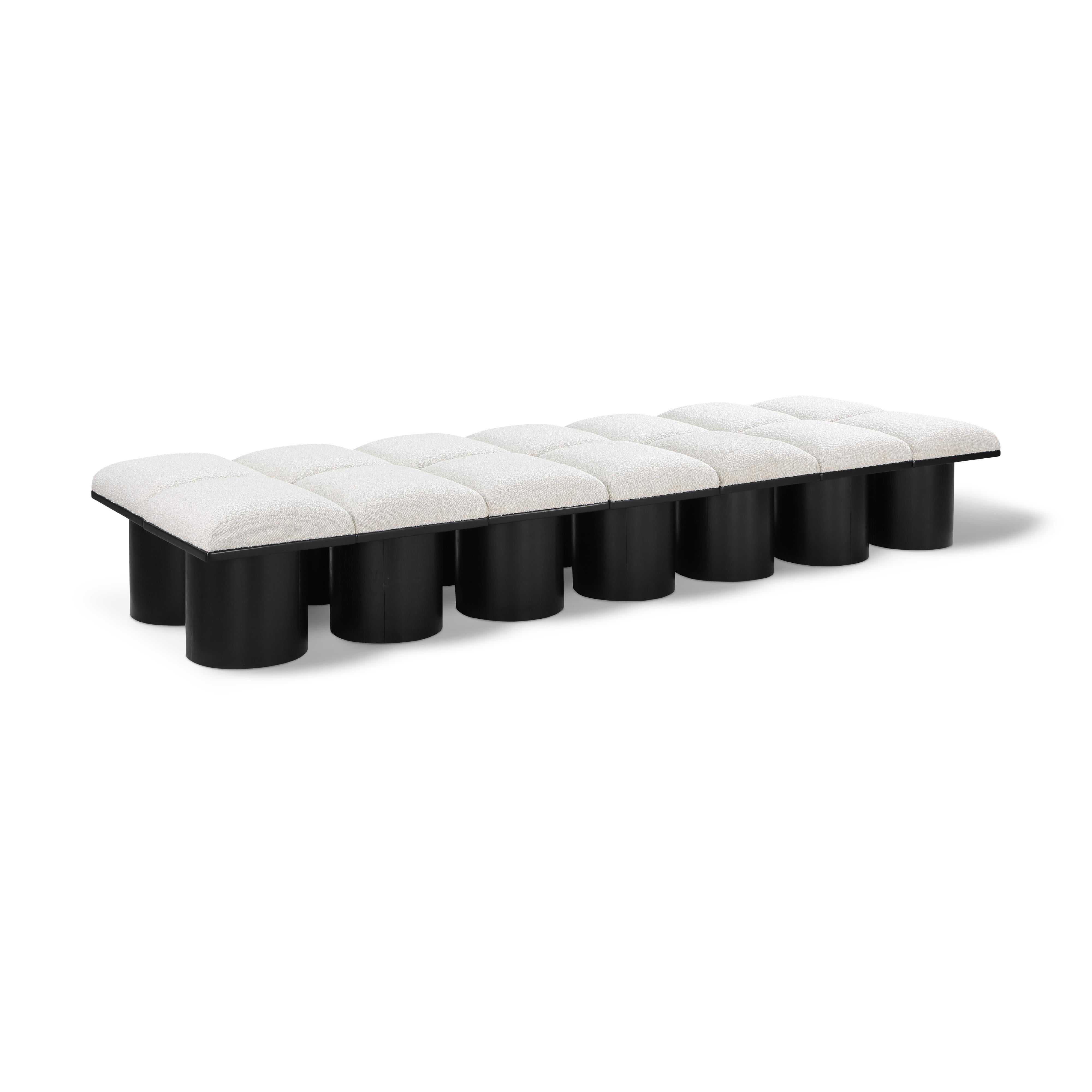 Meridian Pavilion Cream Boucle Fabric Bench