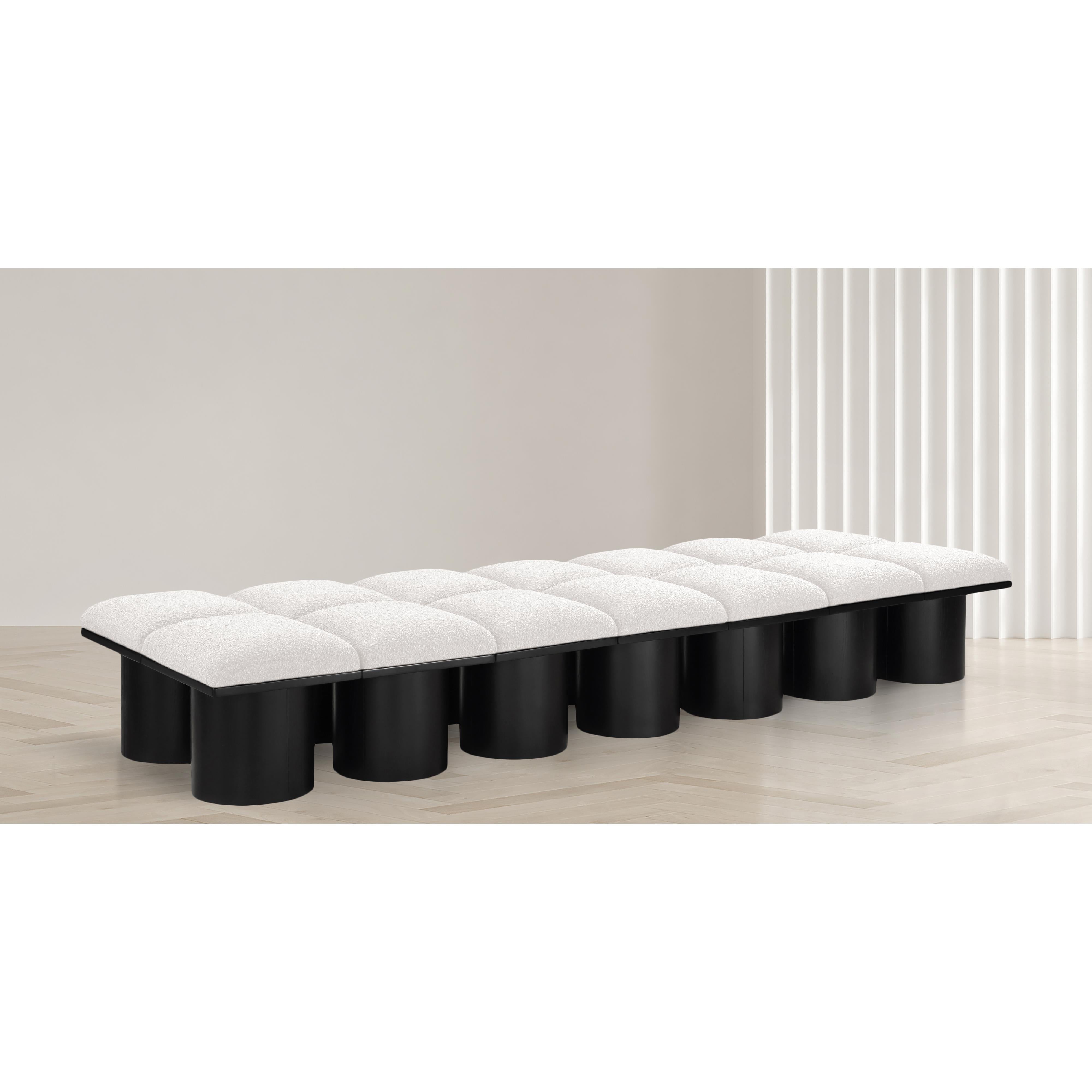 Meridian Pavilion Cream Boucle Fabric Bench