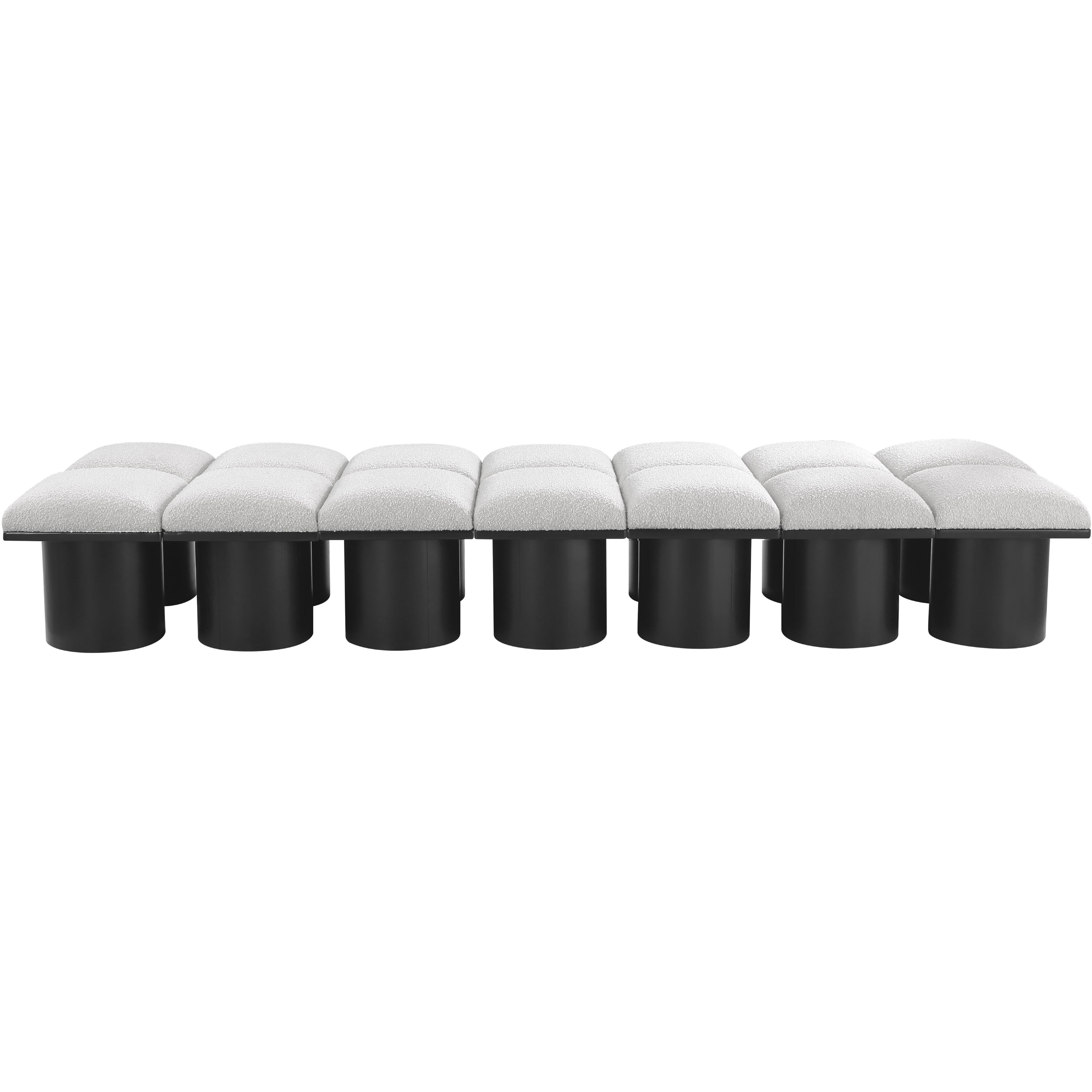 Meridian Pavilion Cream Boucle Fabric Bench