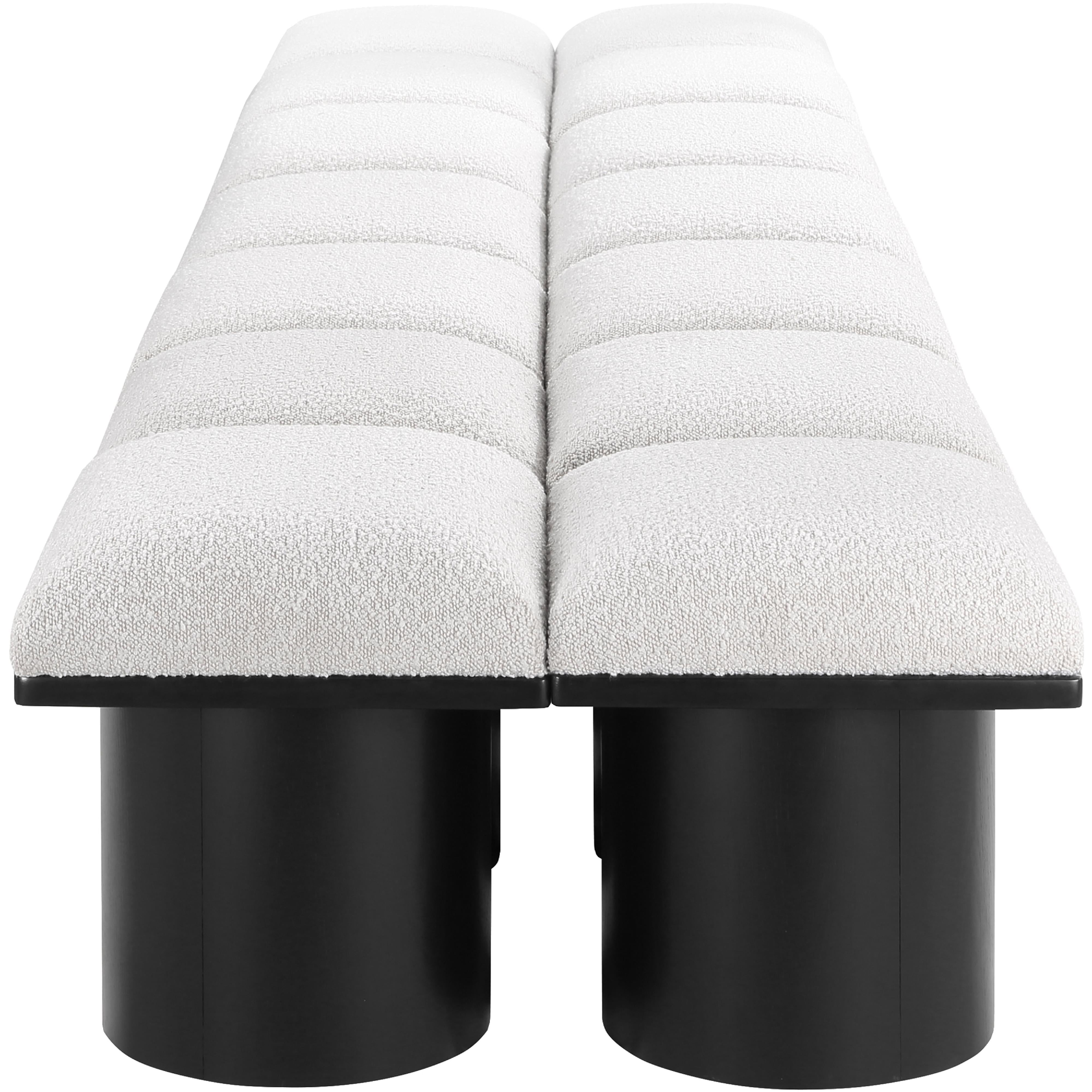 Meridian Pavilion Cream Boucle Fabric Bench