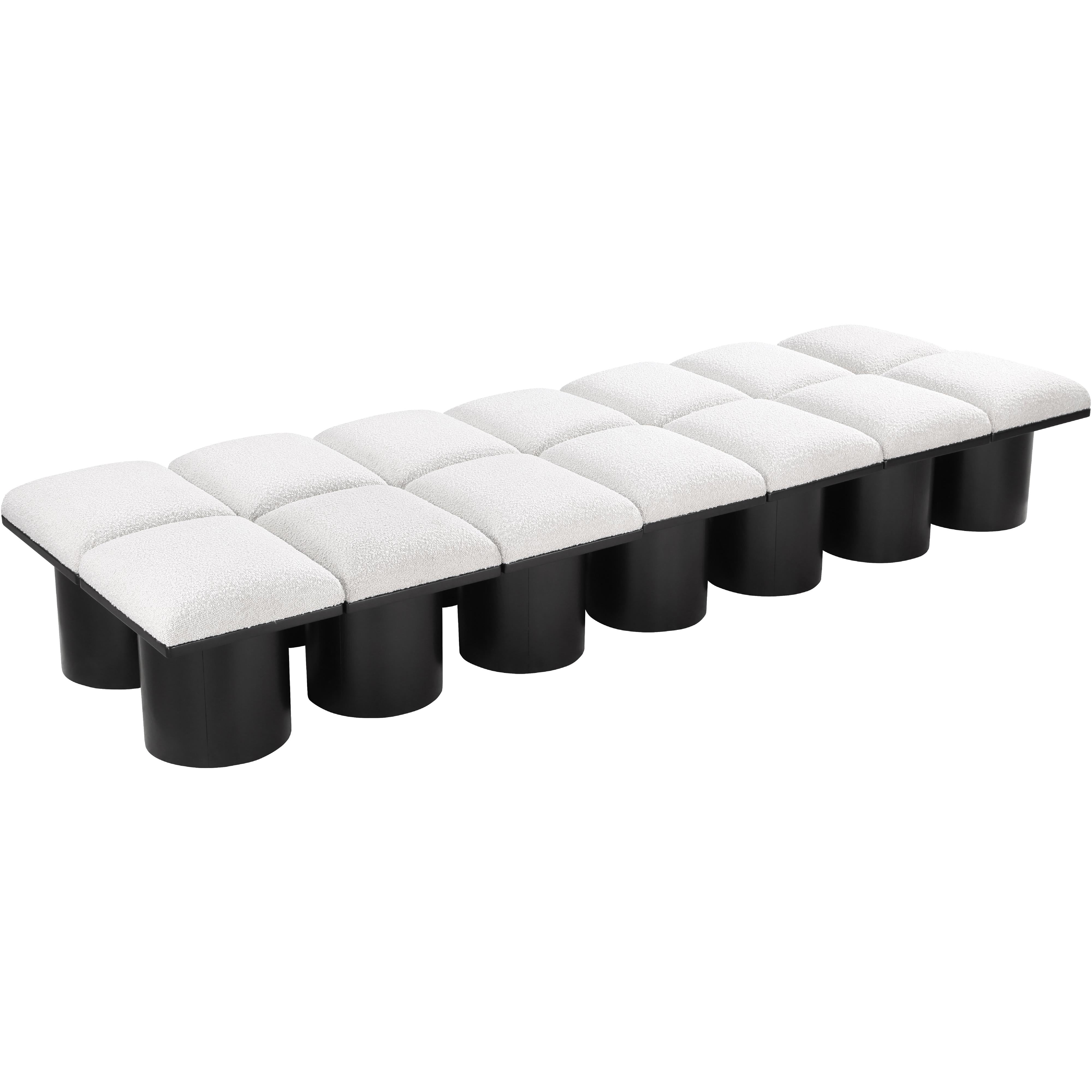 Meridian Pavilion Cream Boucle Fabric Bench