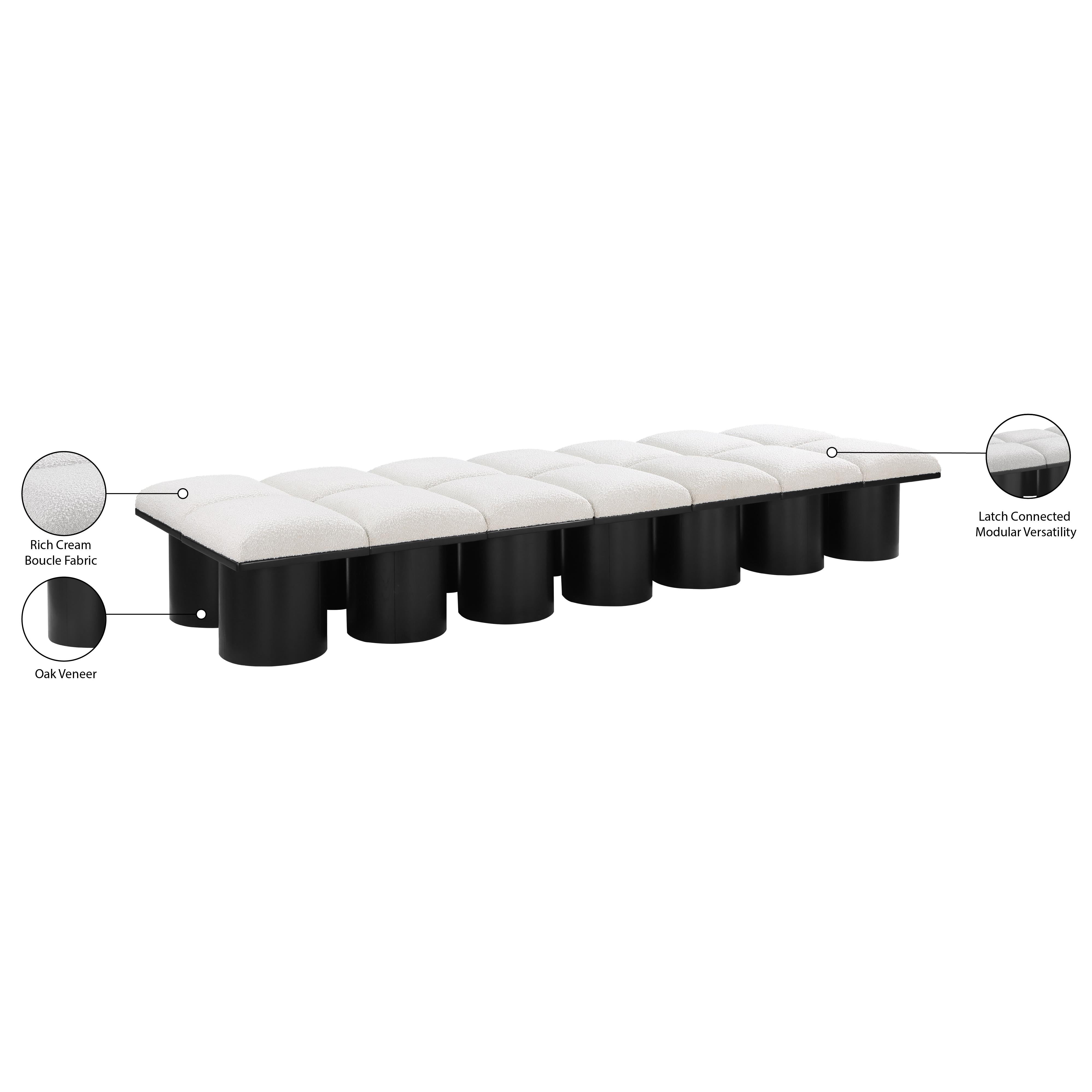 Meridian Pavilion Cream Boucle Fabric Bench