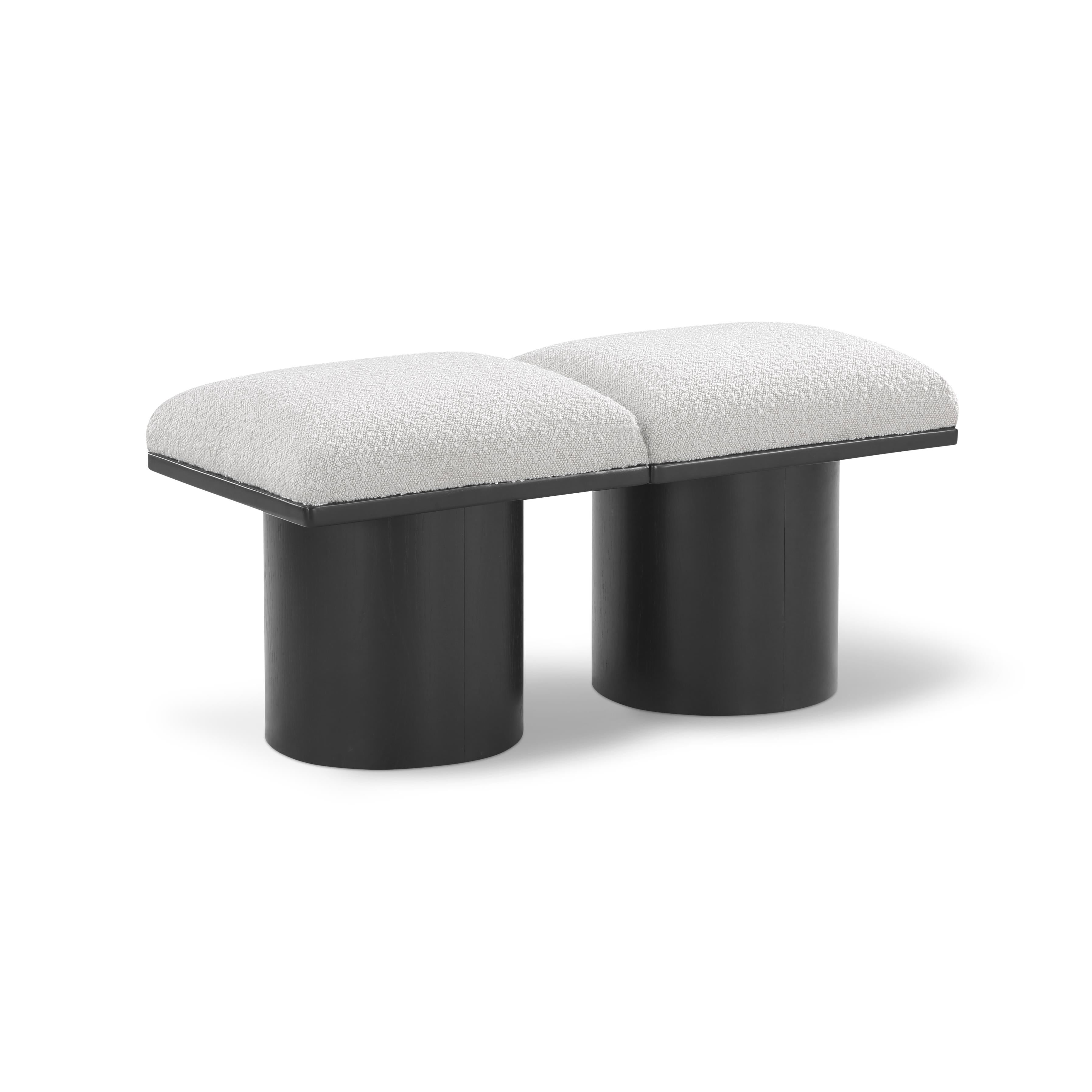 Meridian Pavilion Cream Boucle Fabric Bench