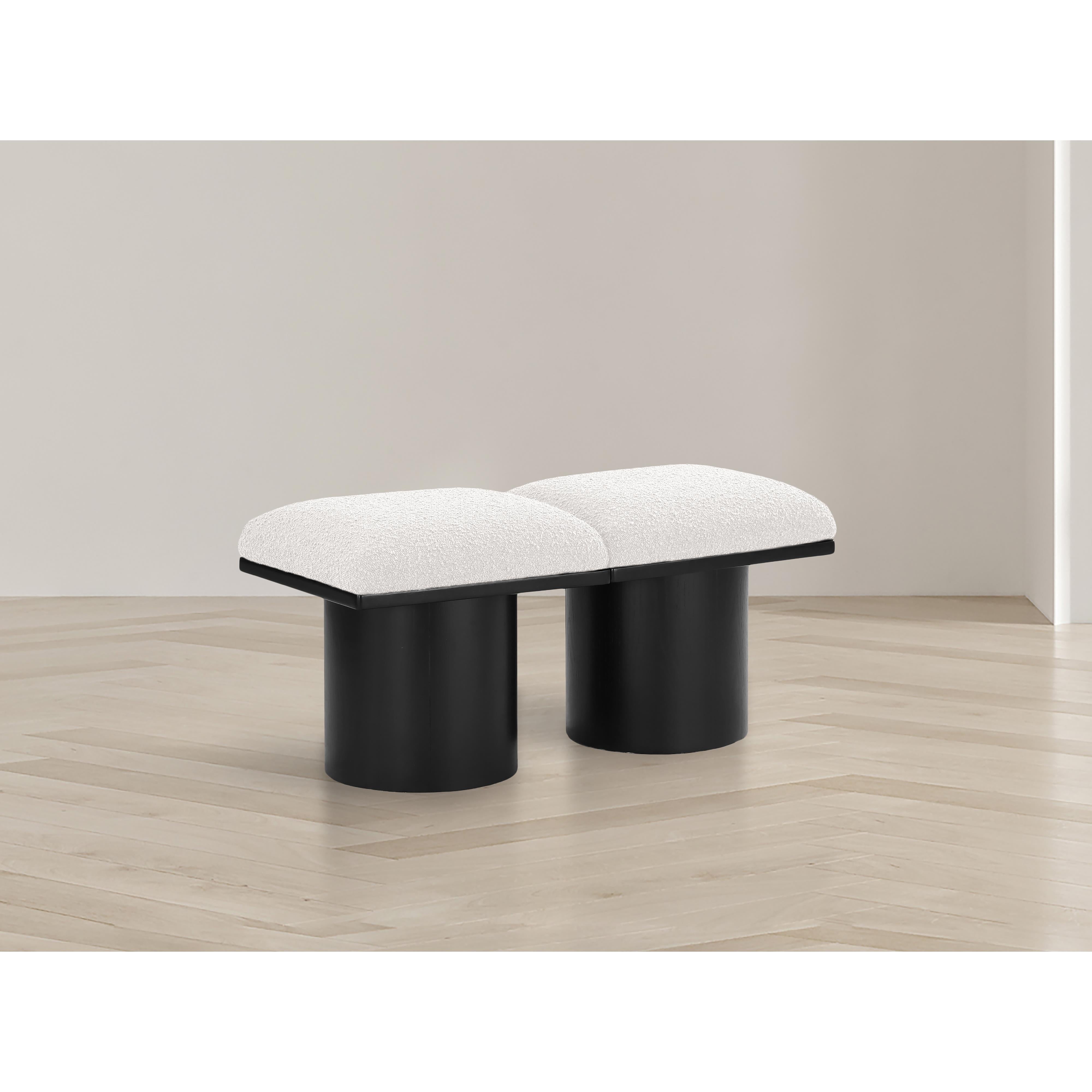 Meridian Pavilion Cream Boucle Fabric Bench