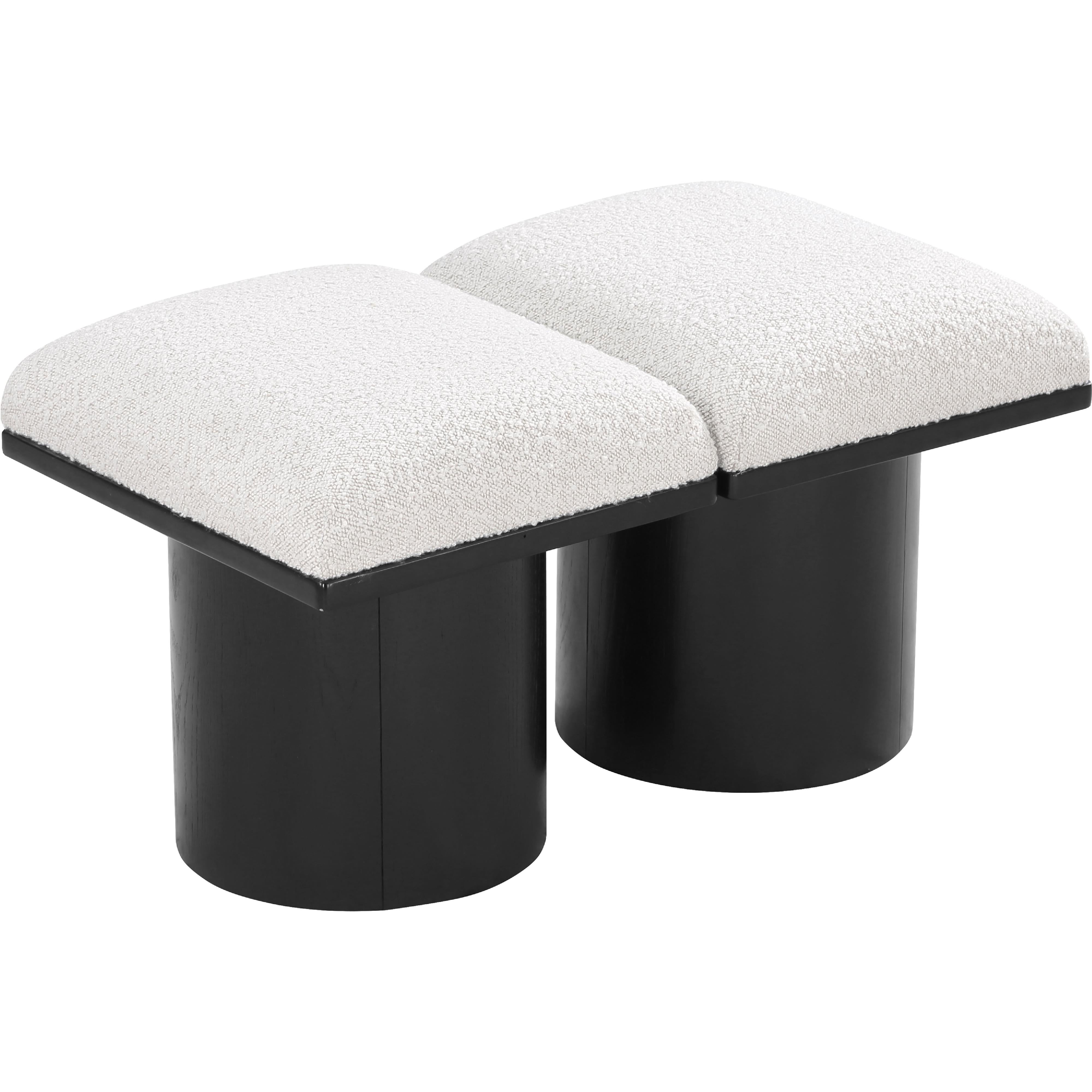 Meridian Pavilion Cream Boucle Fabric Bench