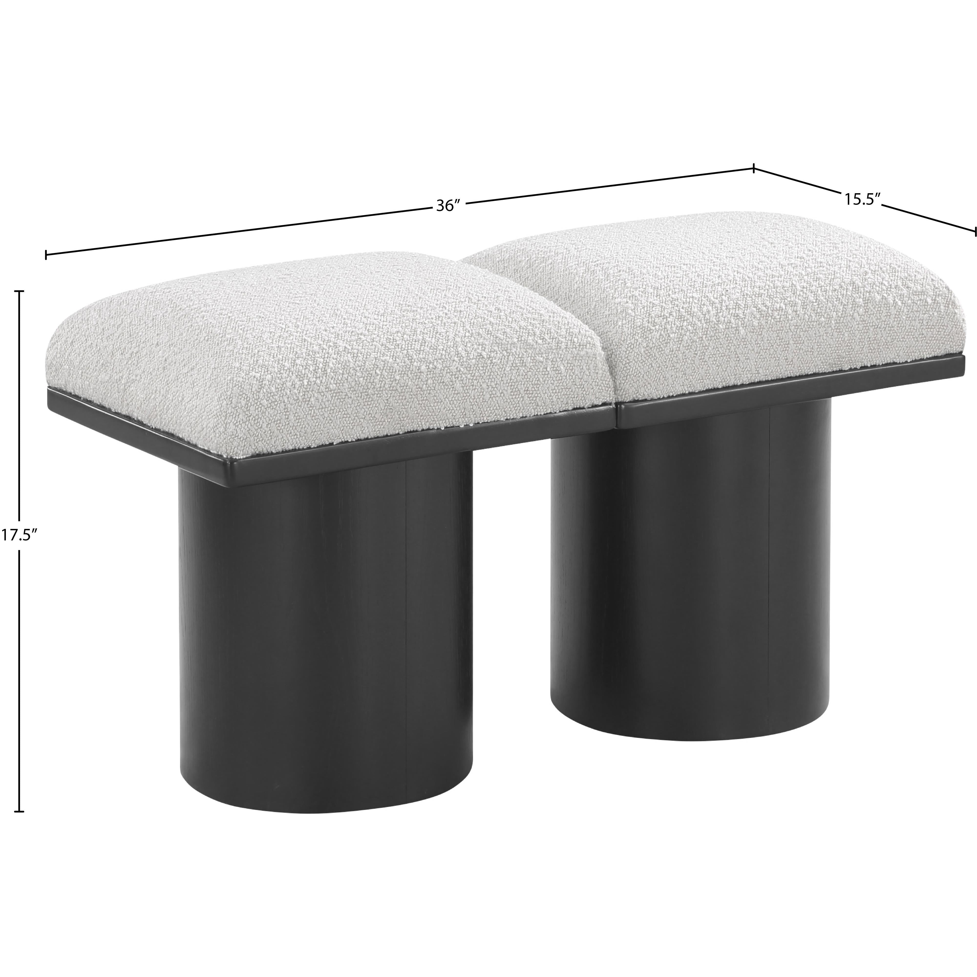 Meridian Pavilion Cream Boucle Fabric Bench