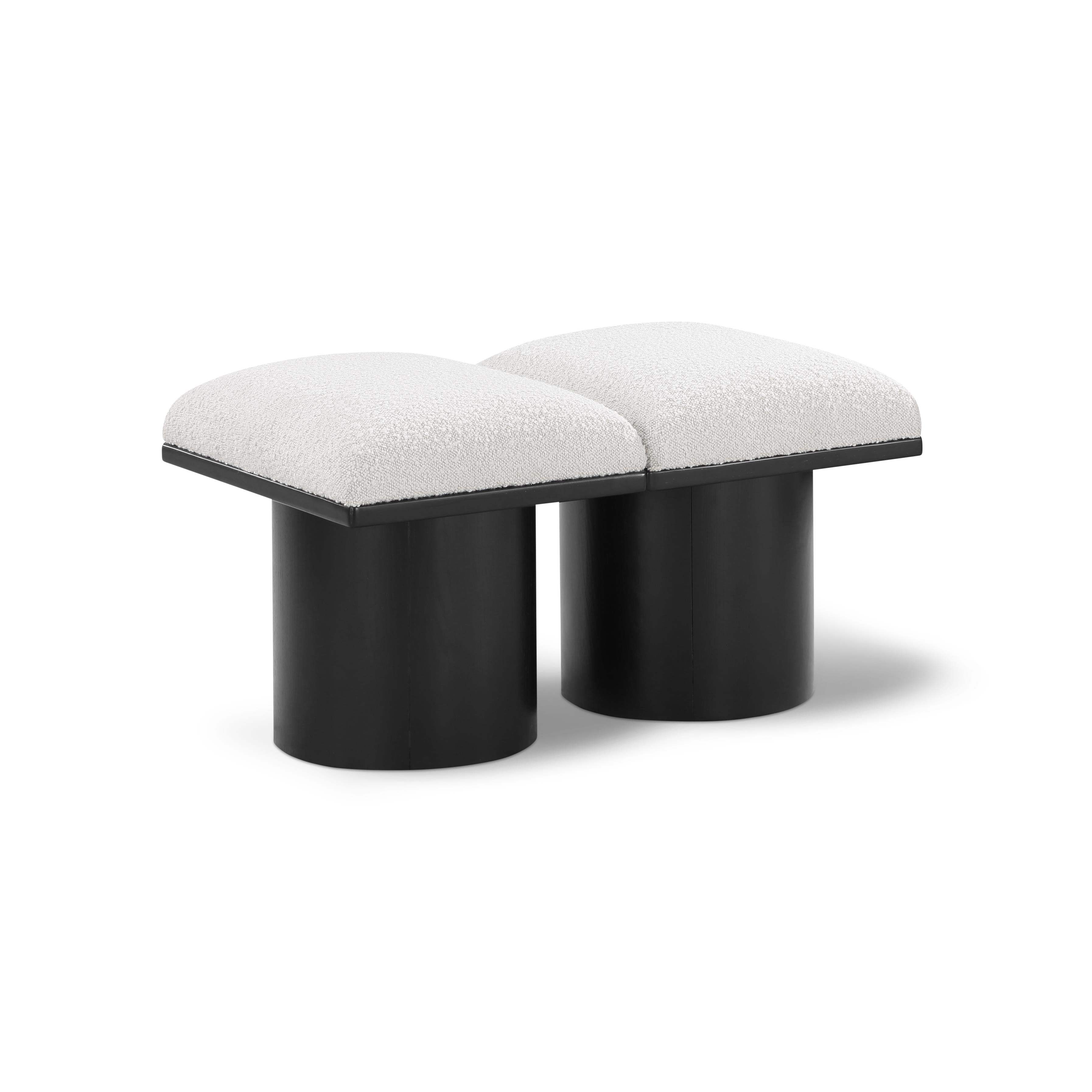 Meridian Pavilion Cream Boucle Fabric Bench