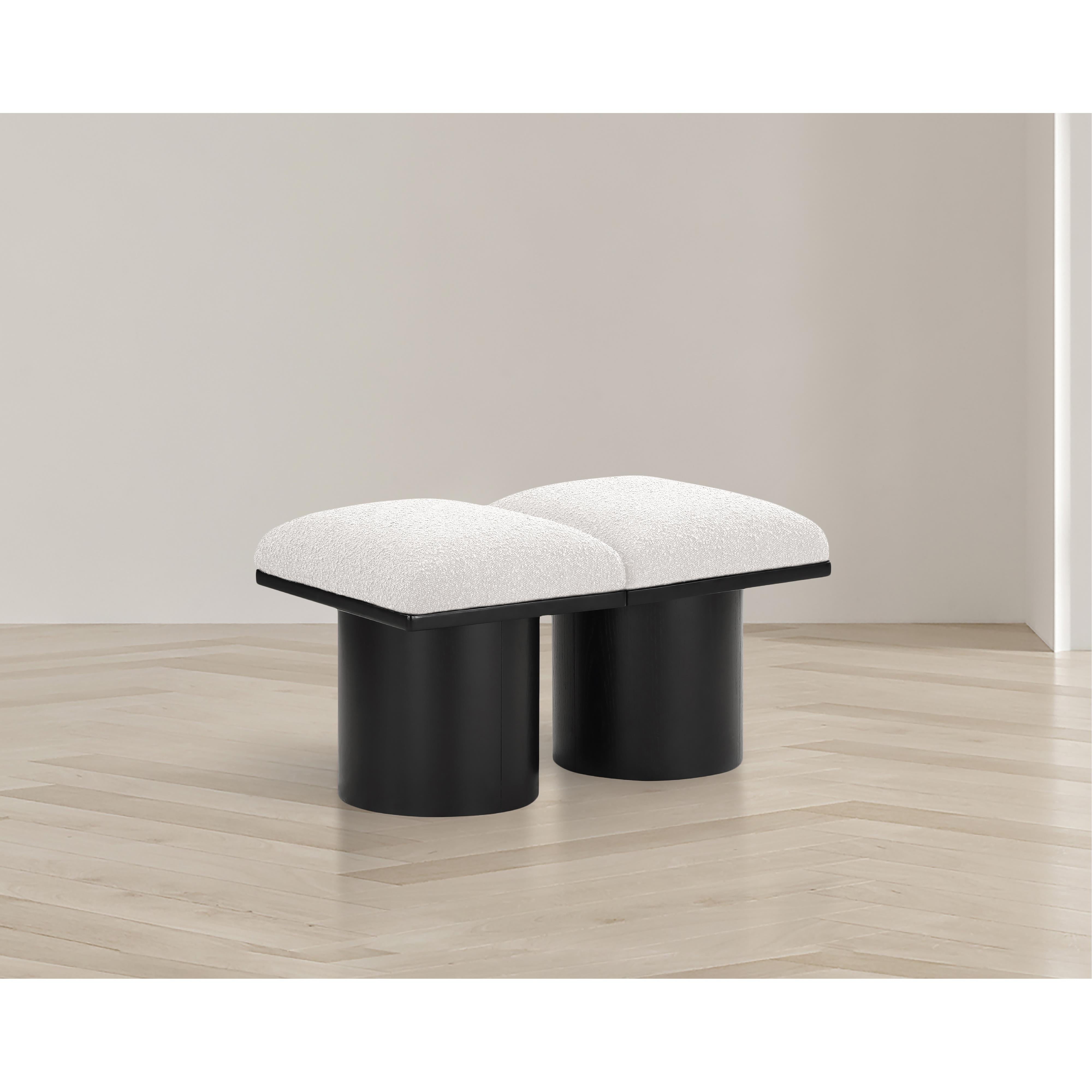 Meridian Pavilion Cream Boucle Fabric Bench