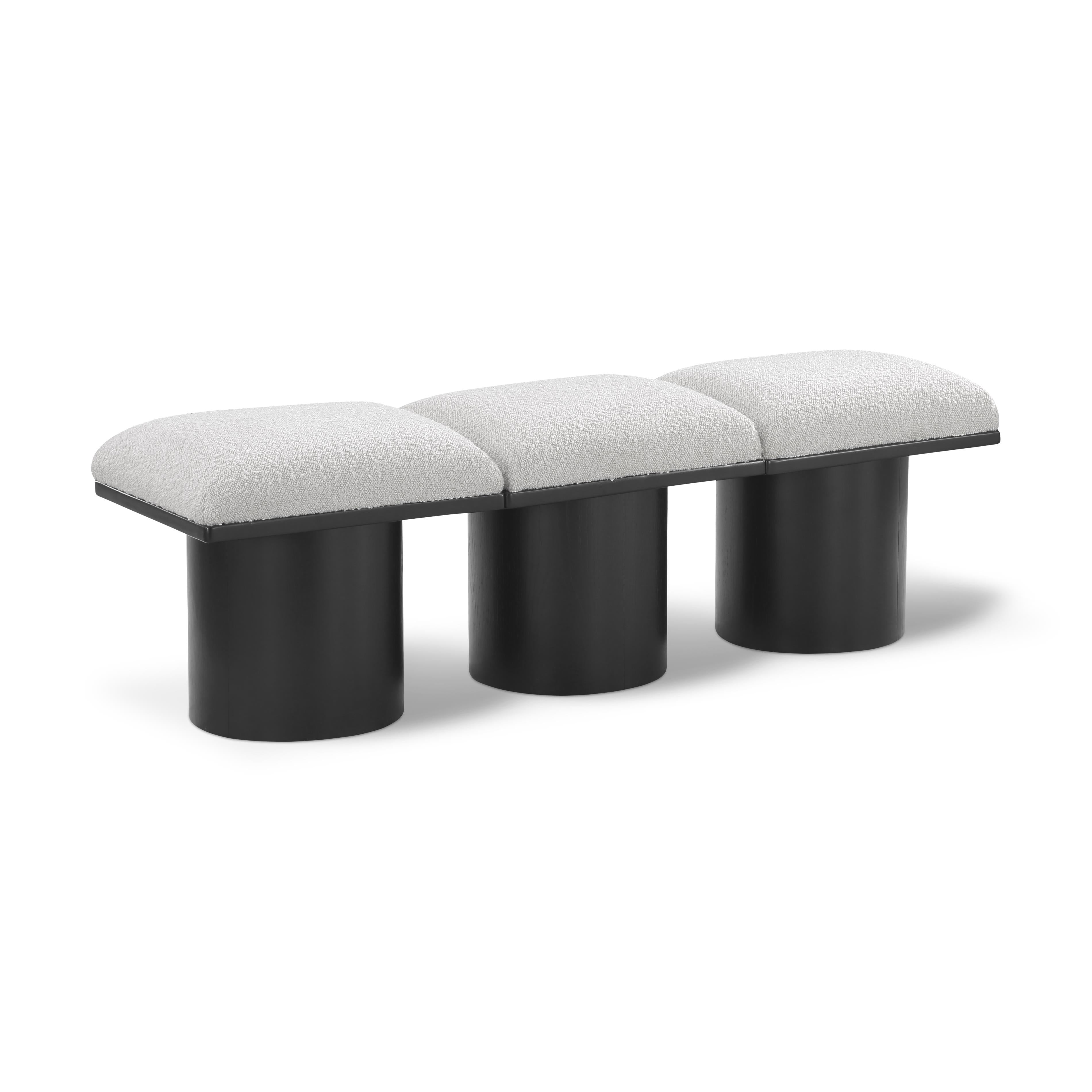 Meridian Pavilion Cream Boucle Fabric Bench