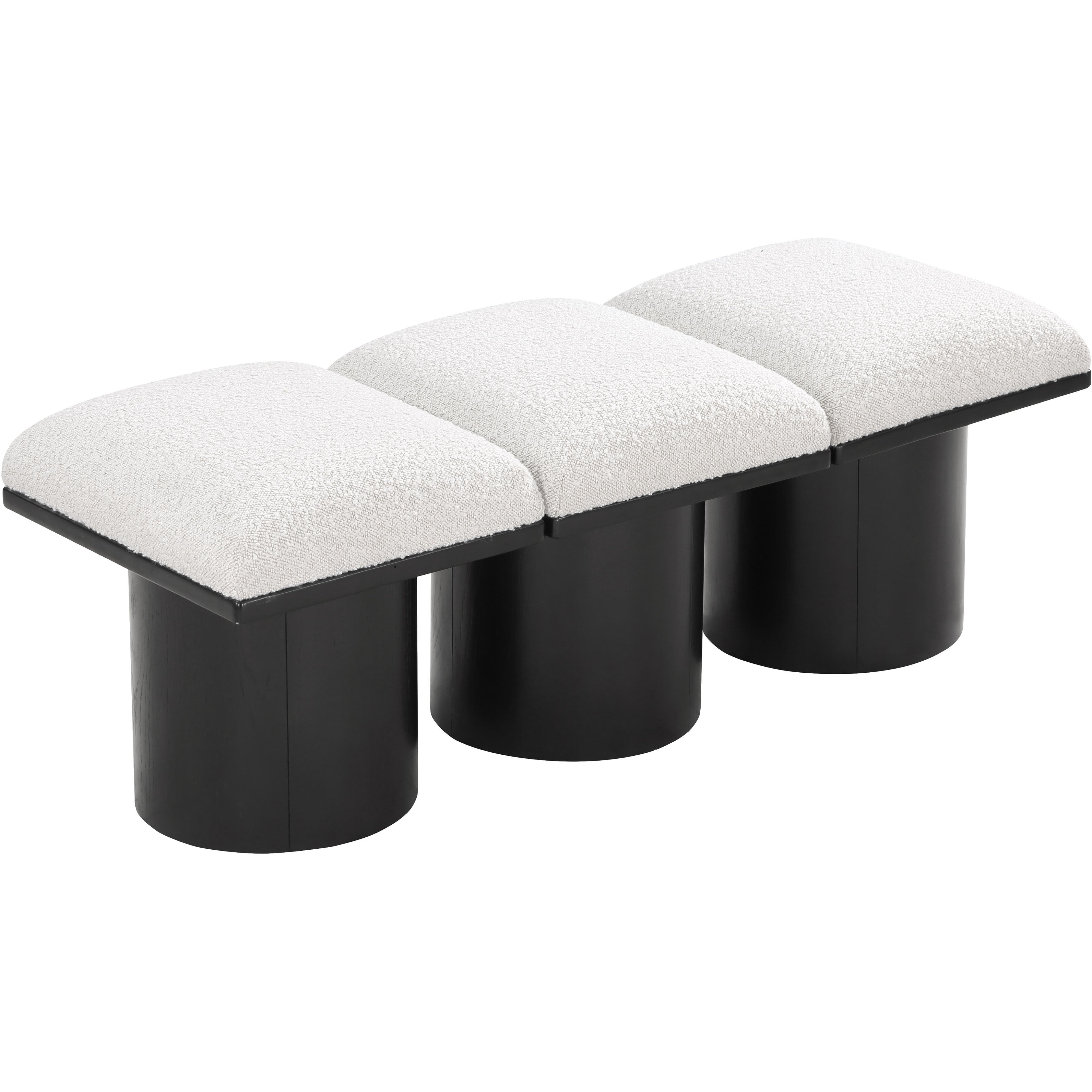 Meridian Pavilion Cream Boucle Fabric Bench