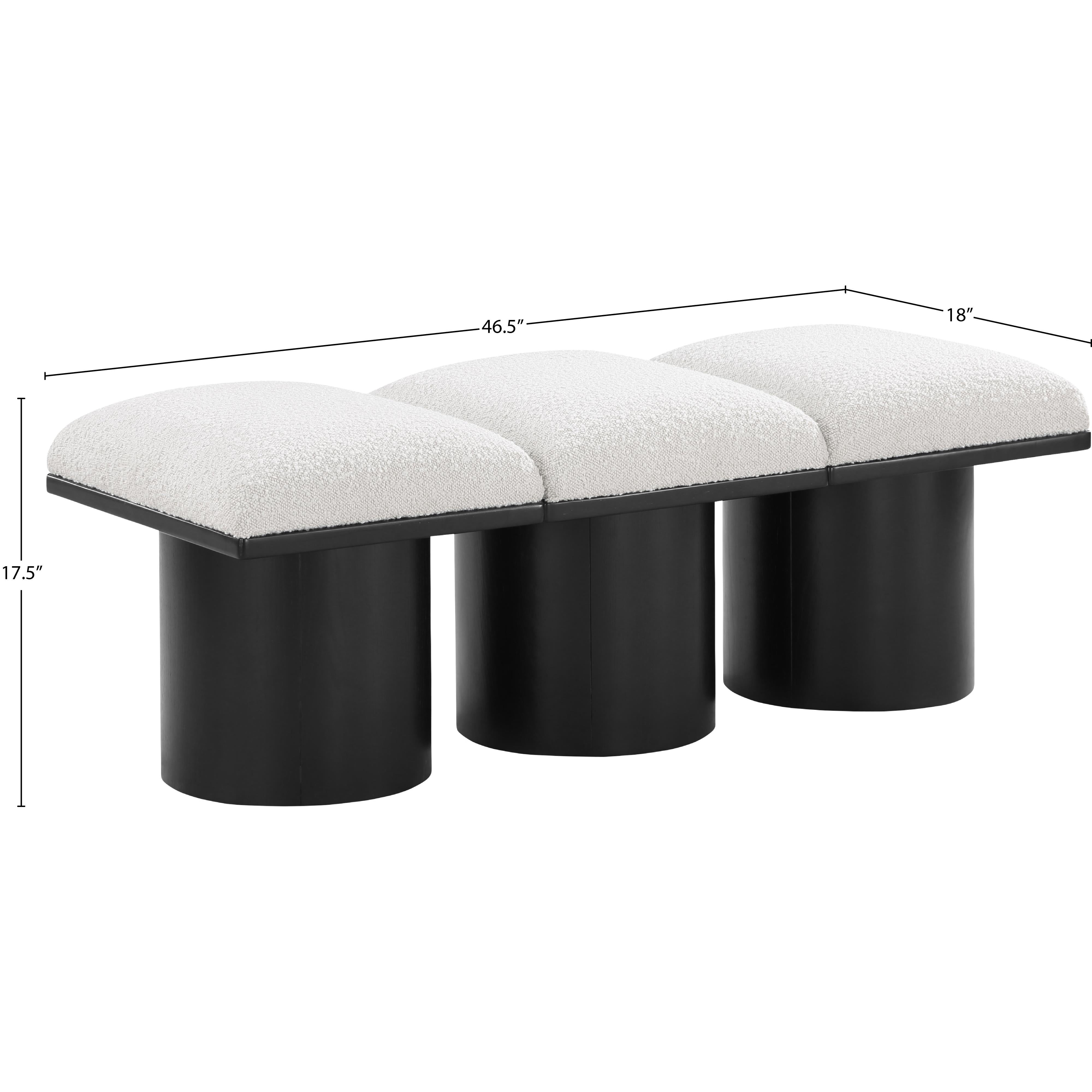 Meridian Pavilion Cream Boucle Fabric Bench