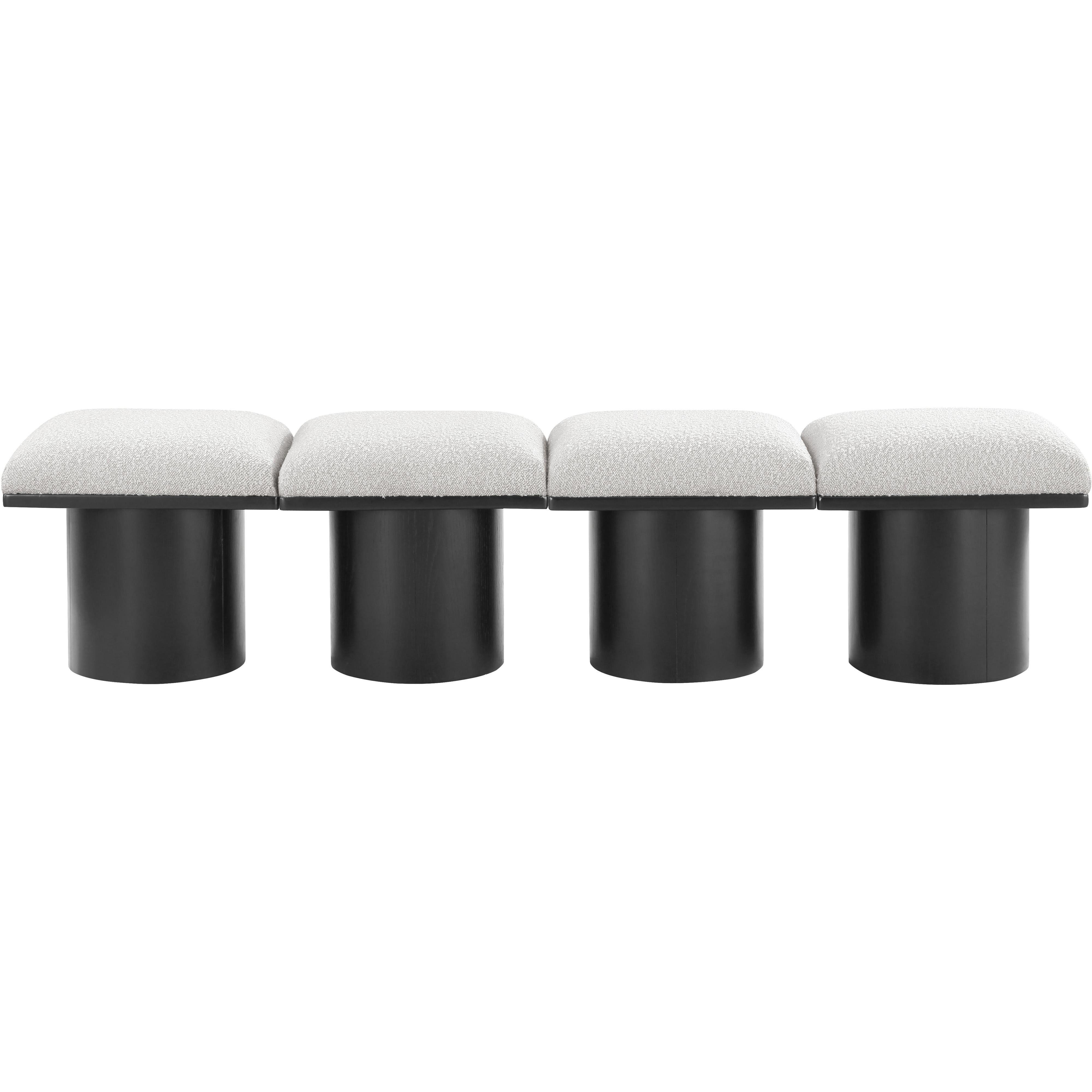 Meridian Pavilion Cream Boucle Fabric Bench
