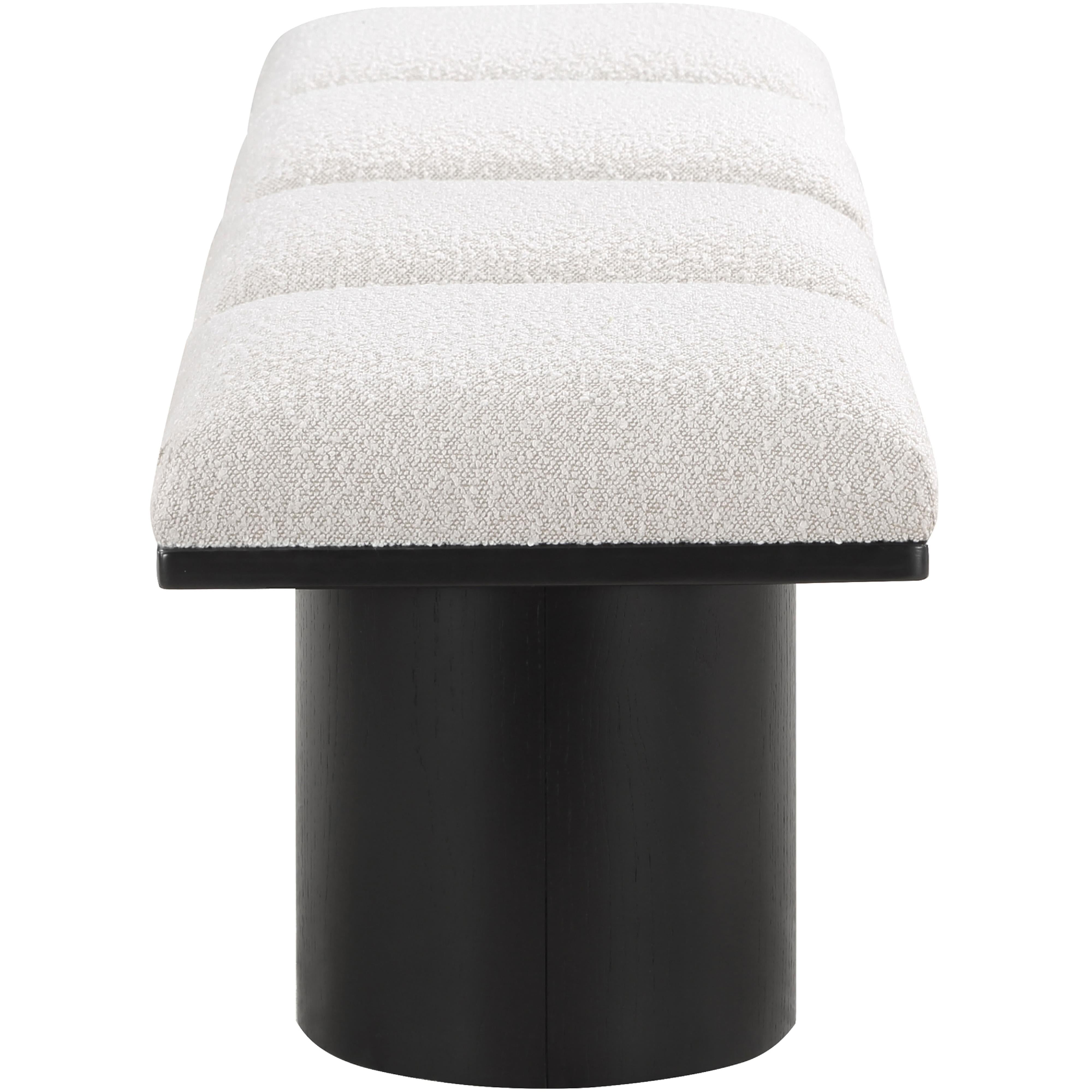 Meridian Pavilion Cream Boucle Fabric Bench
