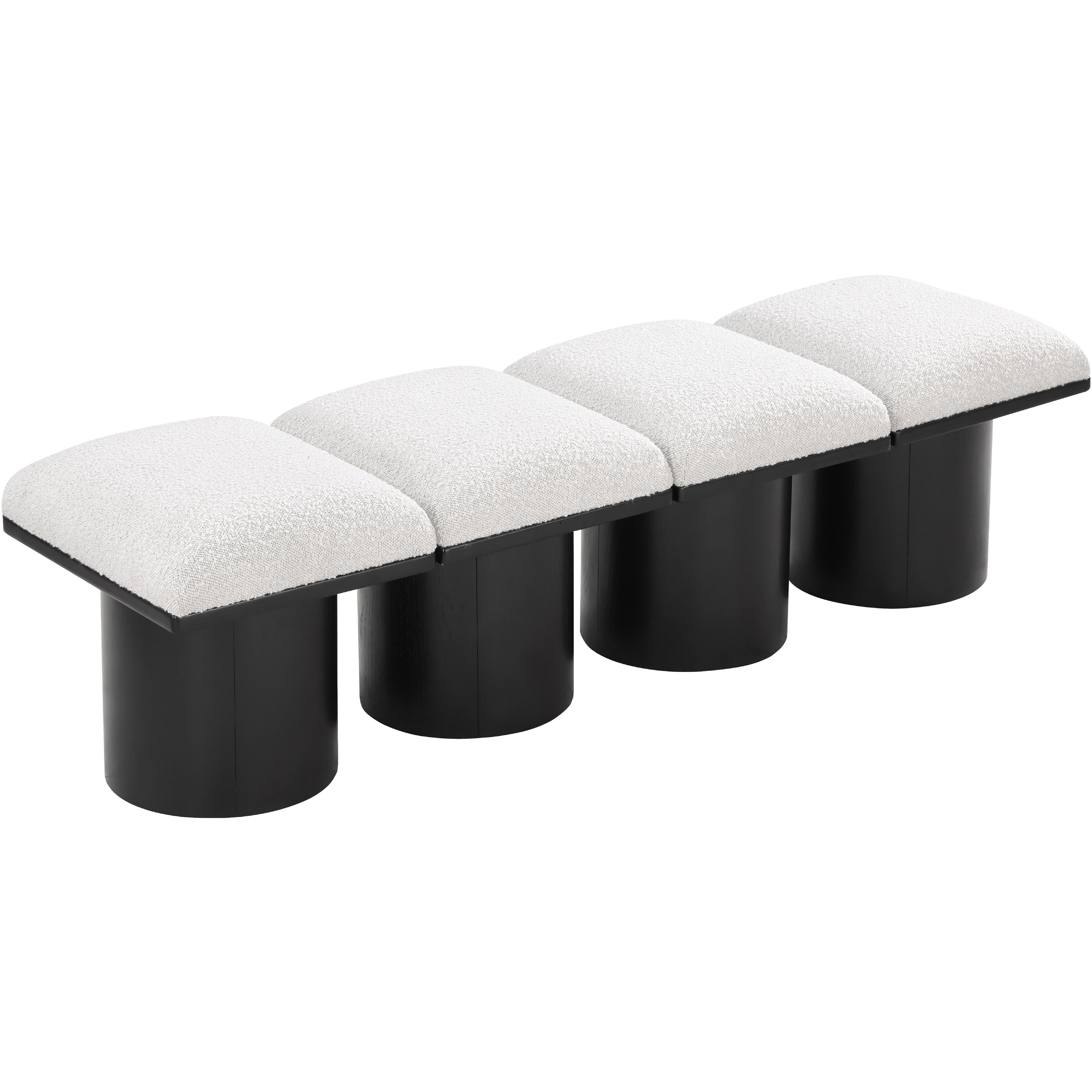Meridian Pavilion Cream Boucle Fabric Bench