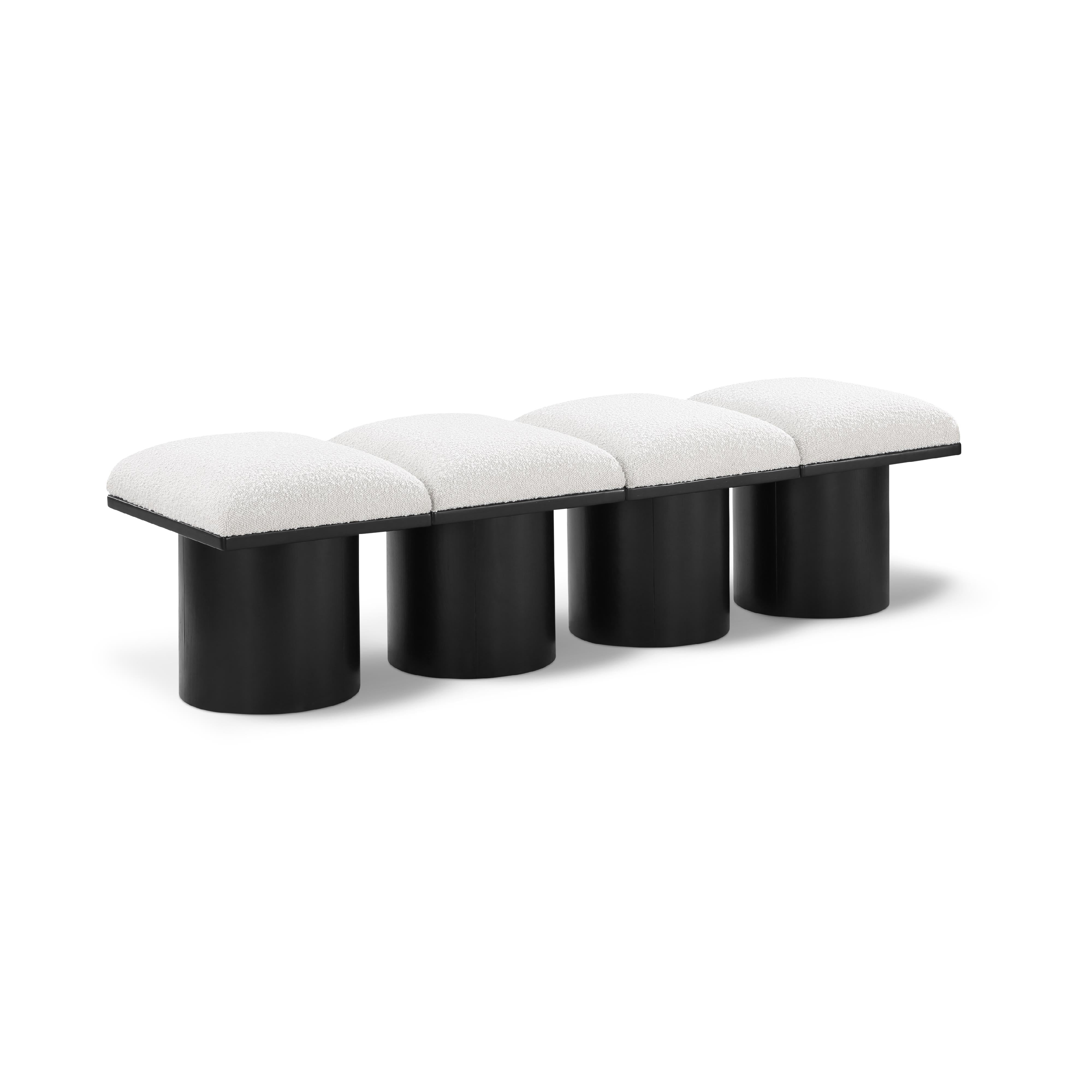 Meridian Pavilion Cream Boucle Fabric Bench