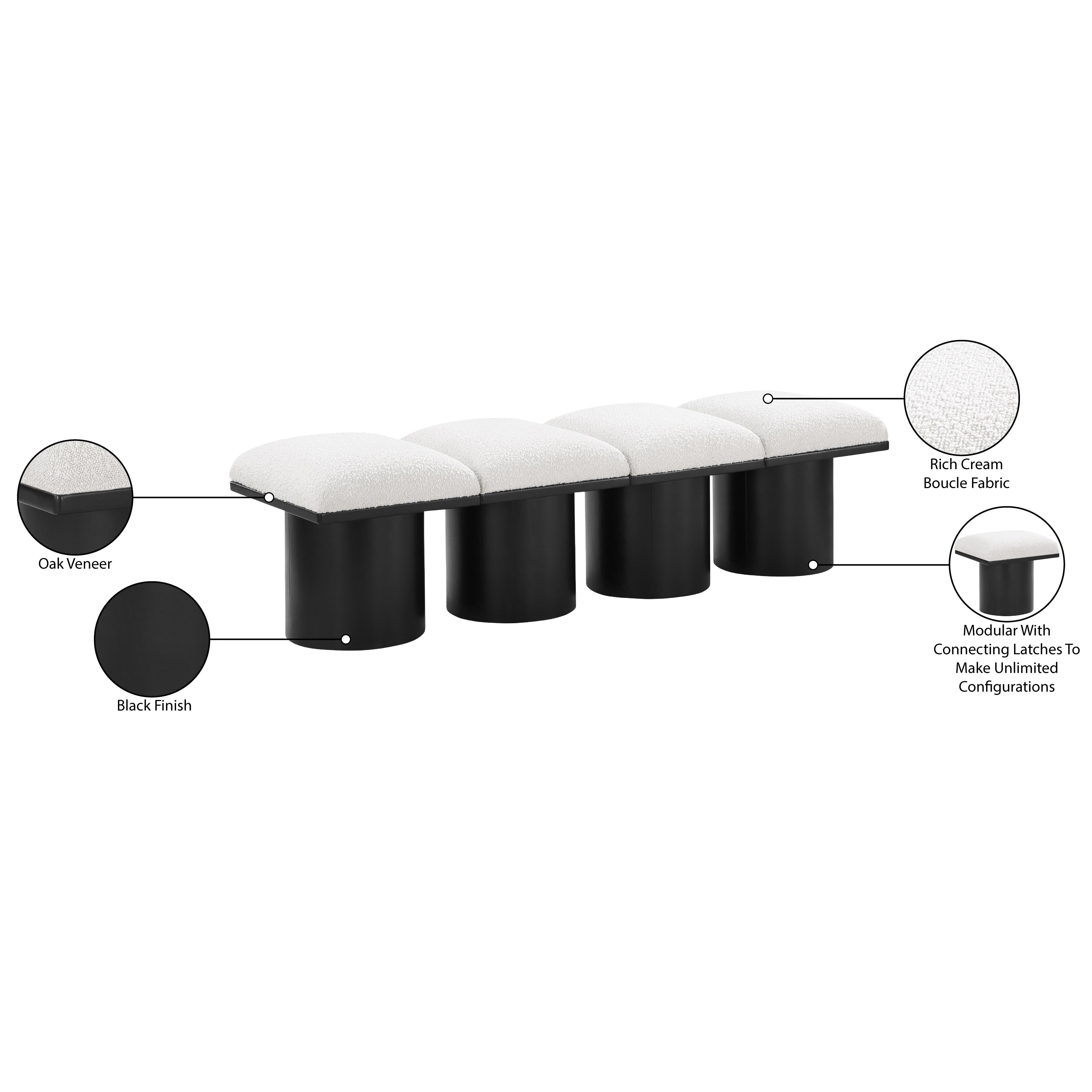 Meridian Pavilion Cream Boucle Fabric Bench