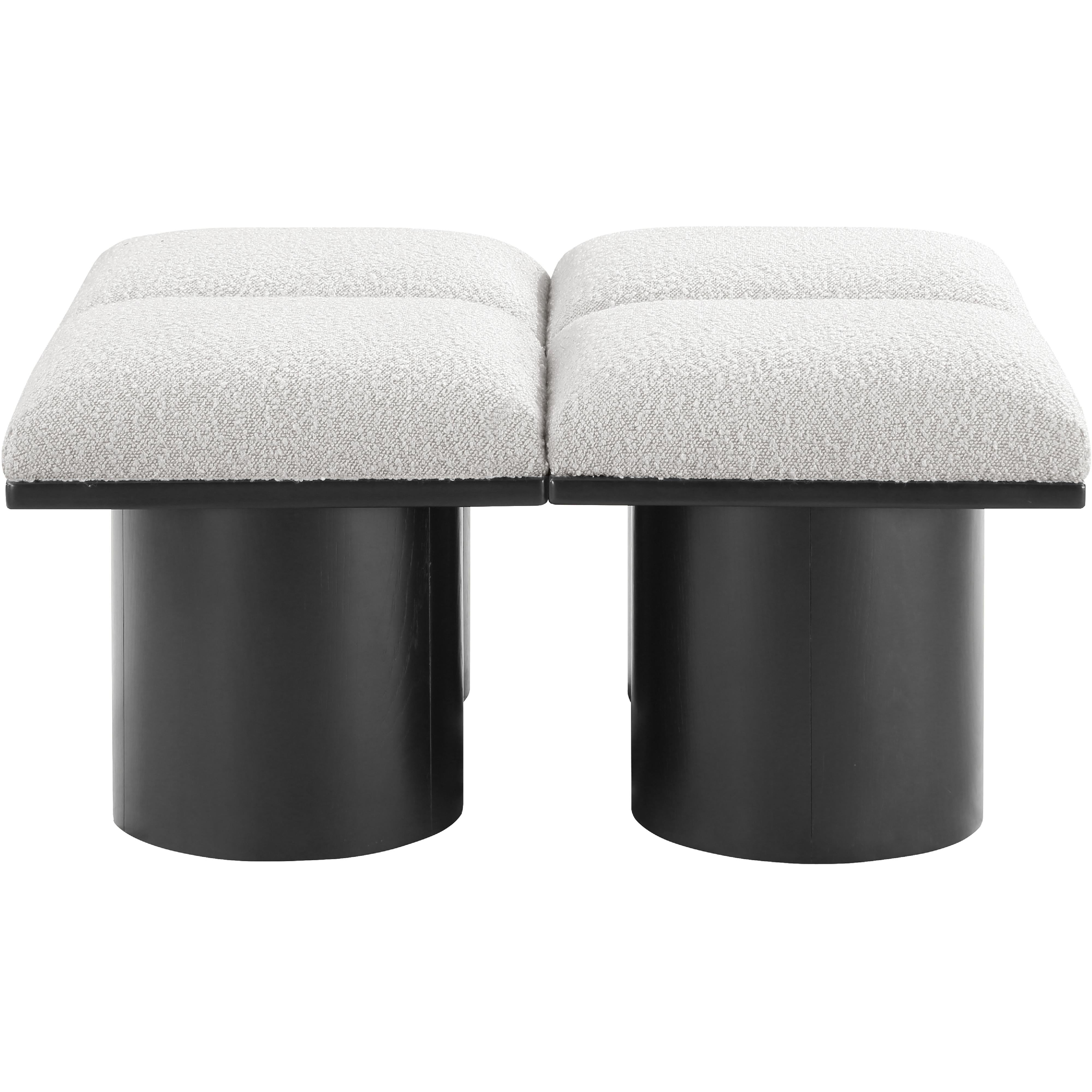 Meridian Pavilion Cream Boucle Fabric Bench