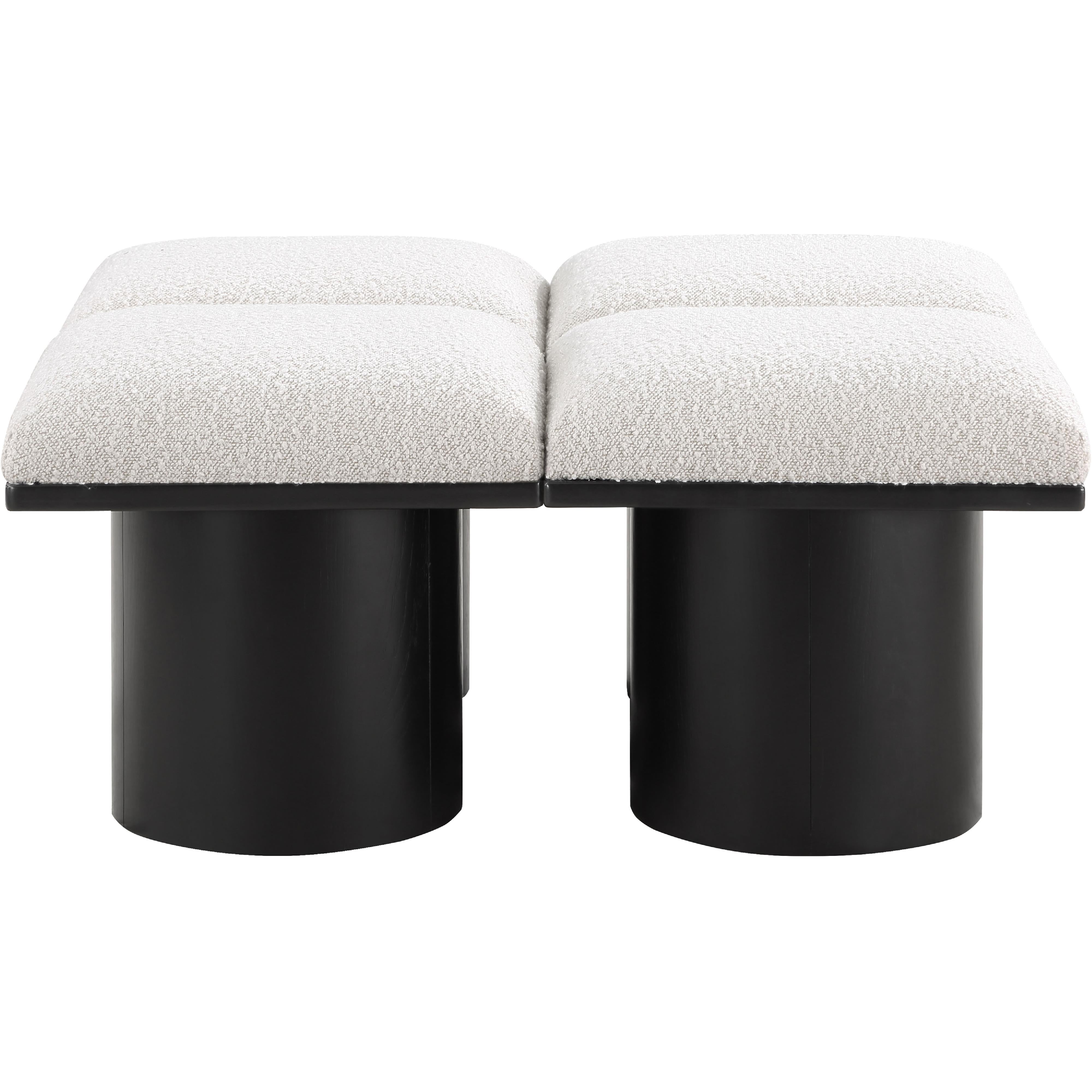 Meridian Pavilion Cream Boucle Fabric Bench