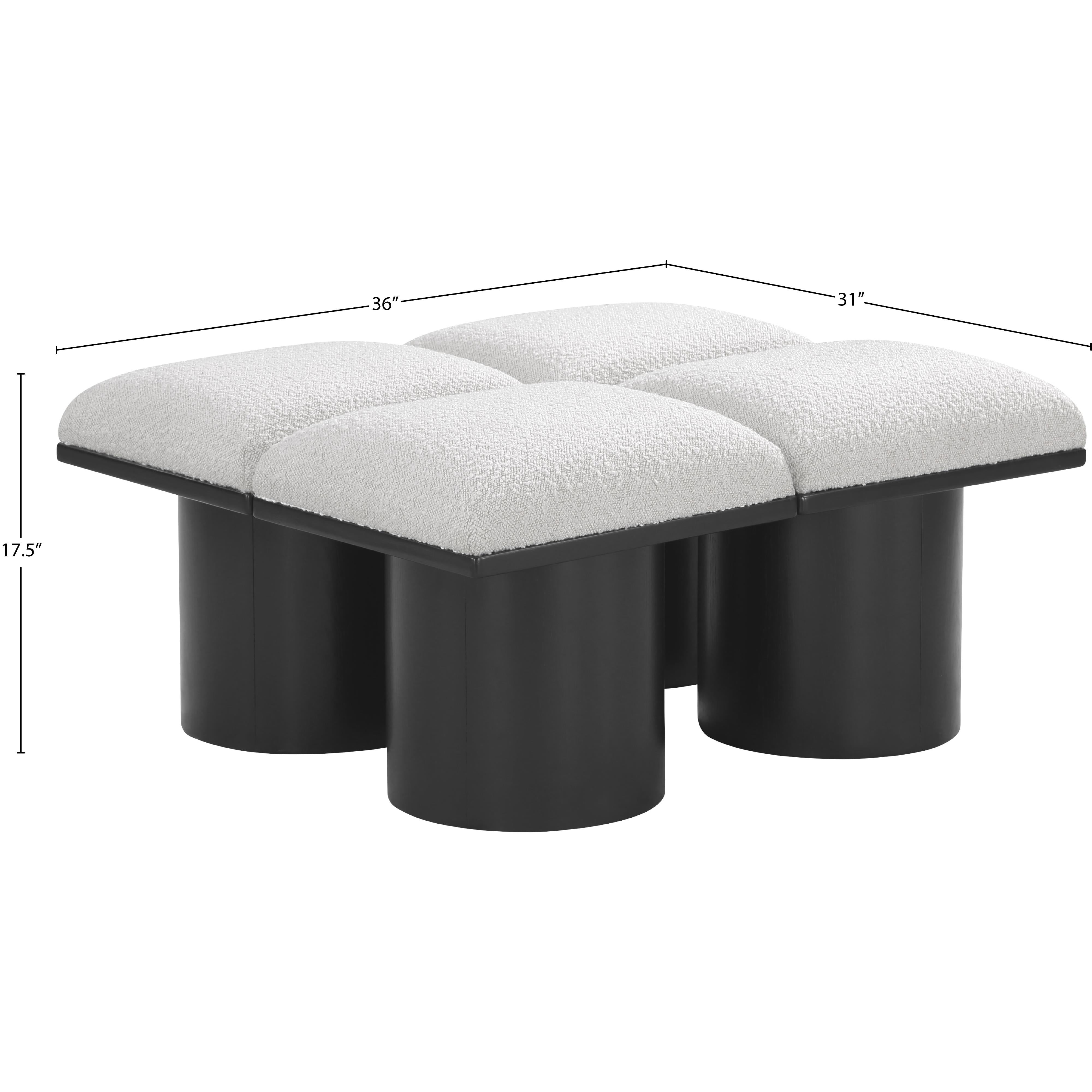 Meridian Pavilion Cream Boucle Fabric Bench