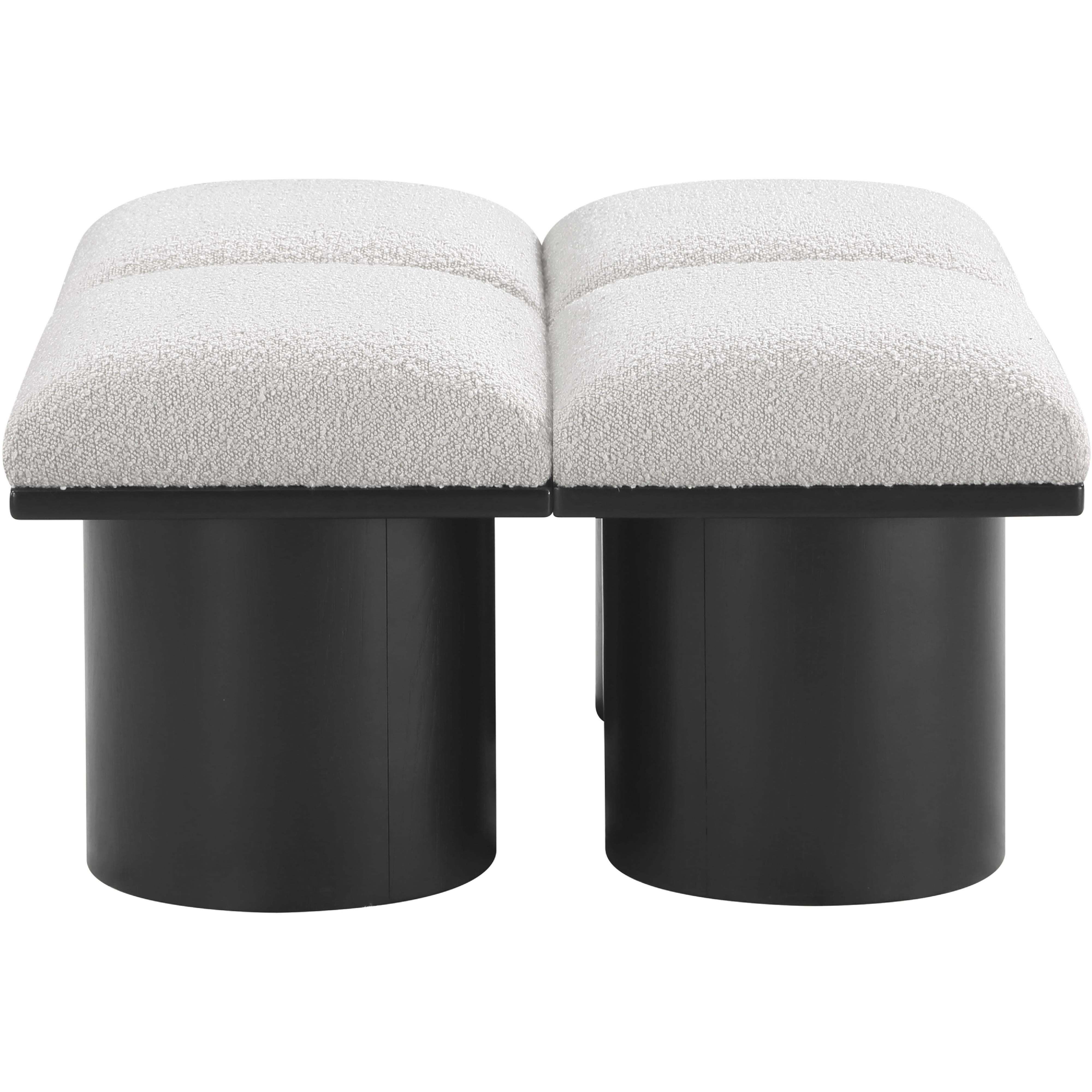 Meridian Pavilion Cream Boucle Fabric Bench