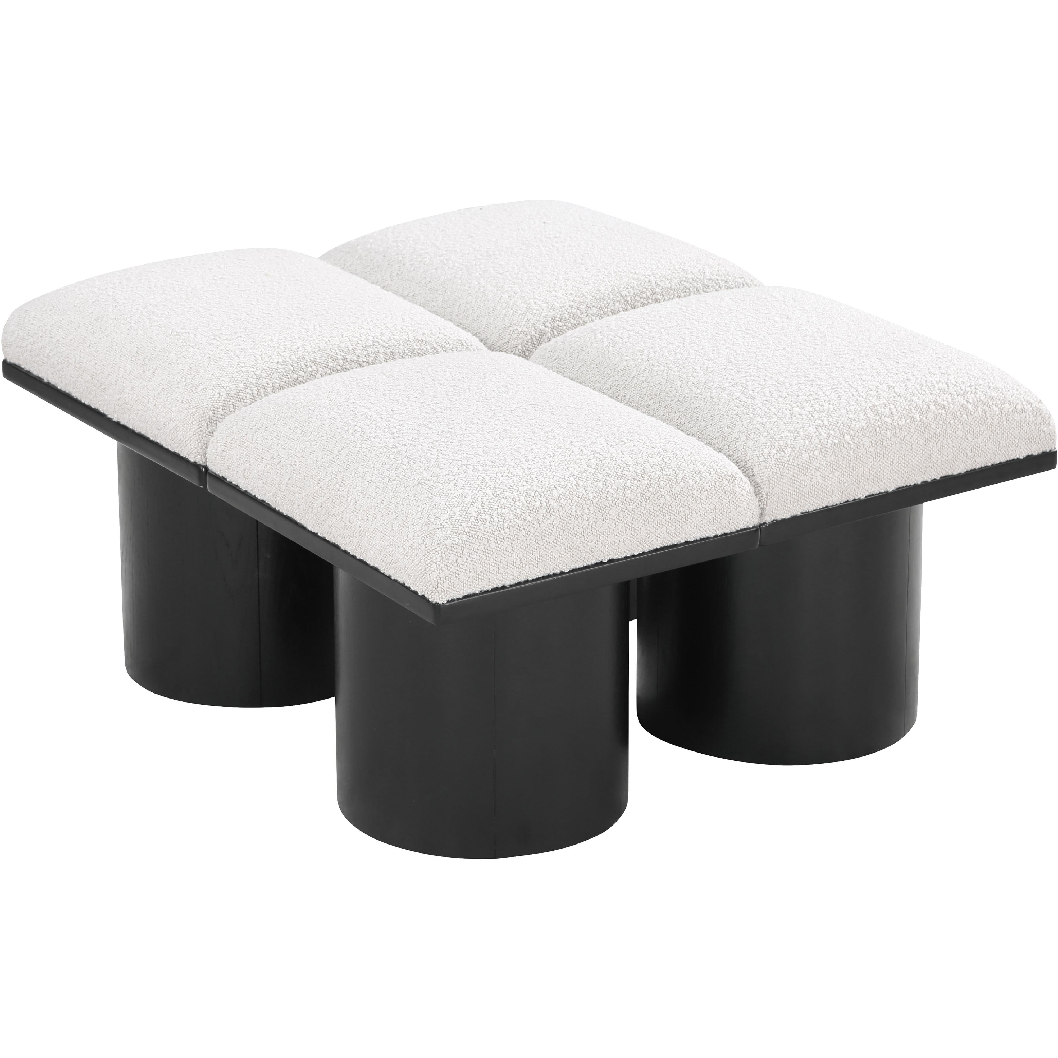 Meridian Pavilion Cream Boucle Fabric Bench