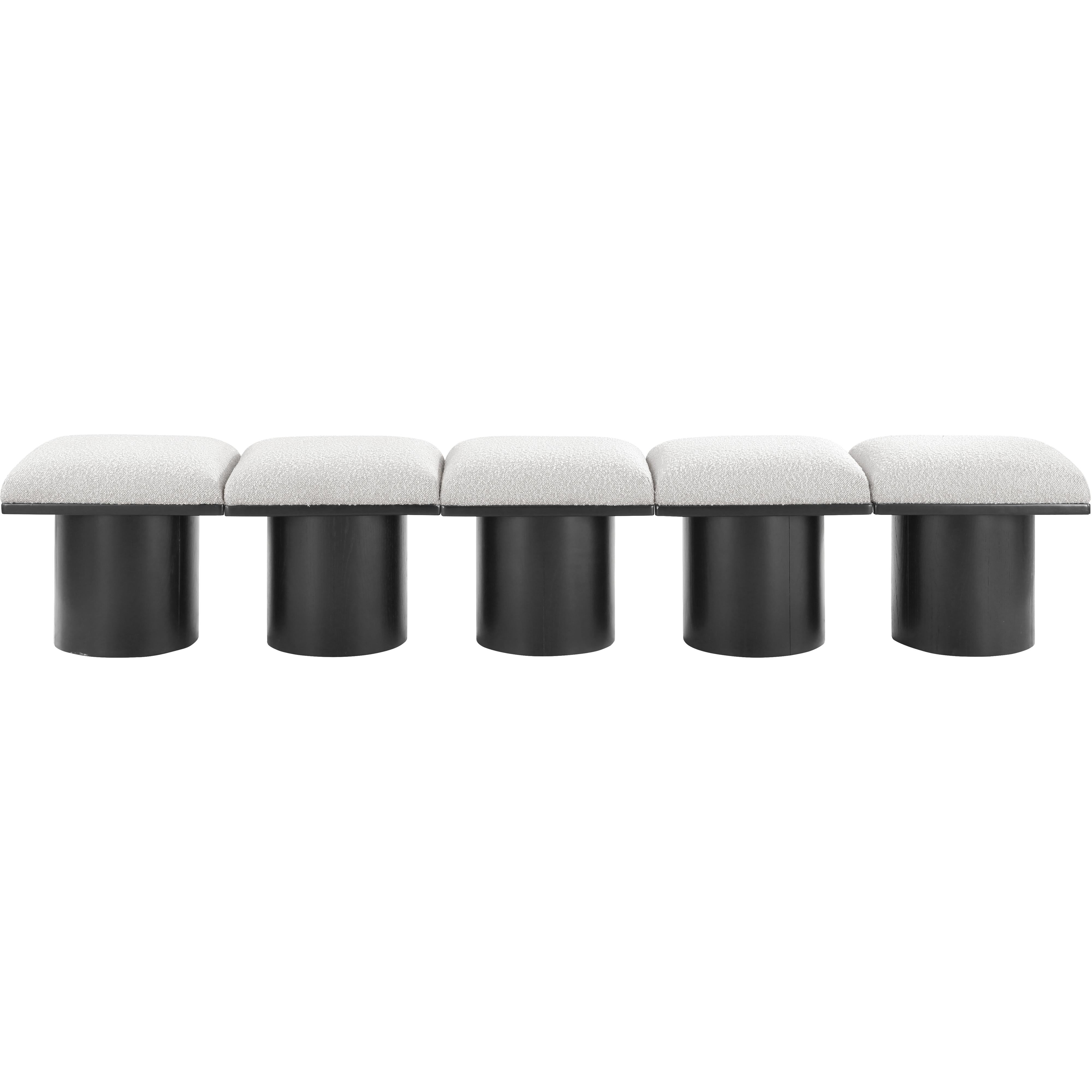 Meridian Pavilion Cream Boucle Fabric Bench
