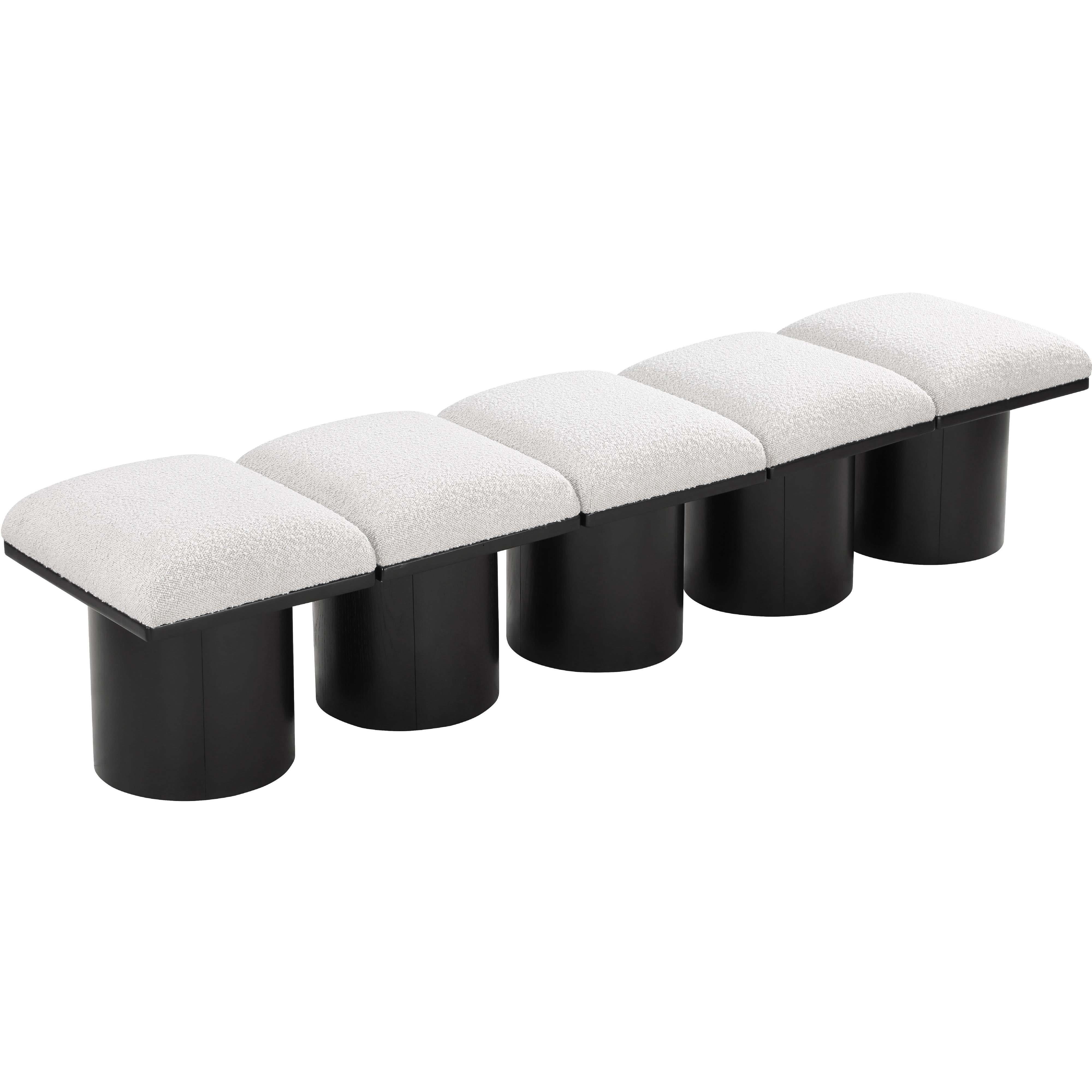 Meridian Pavilion Cream Boucle Fabric Bench