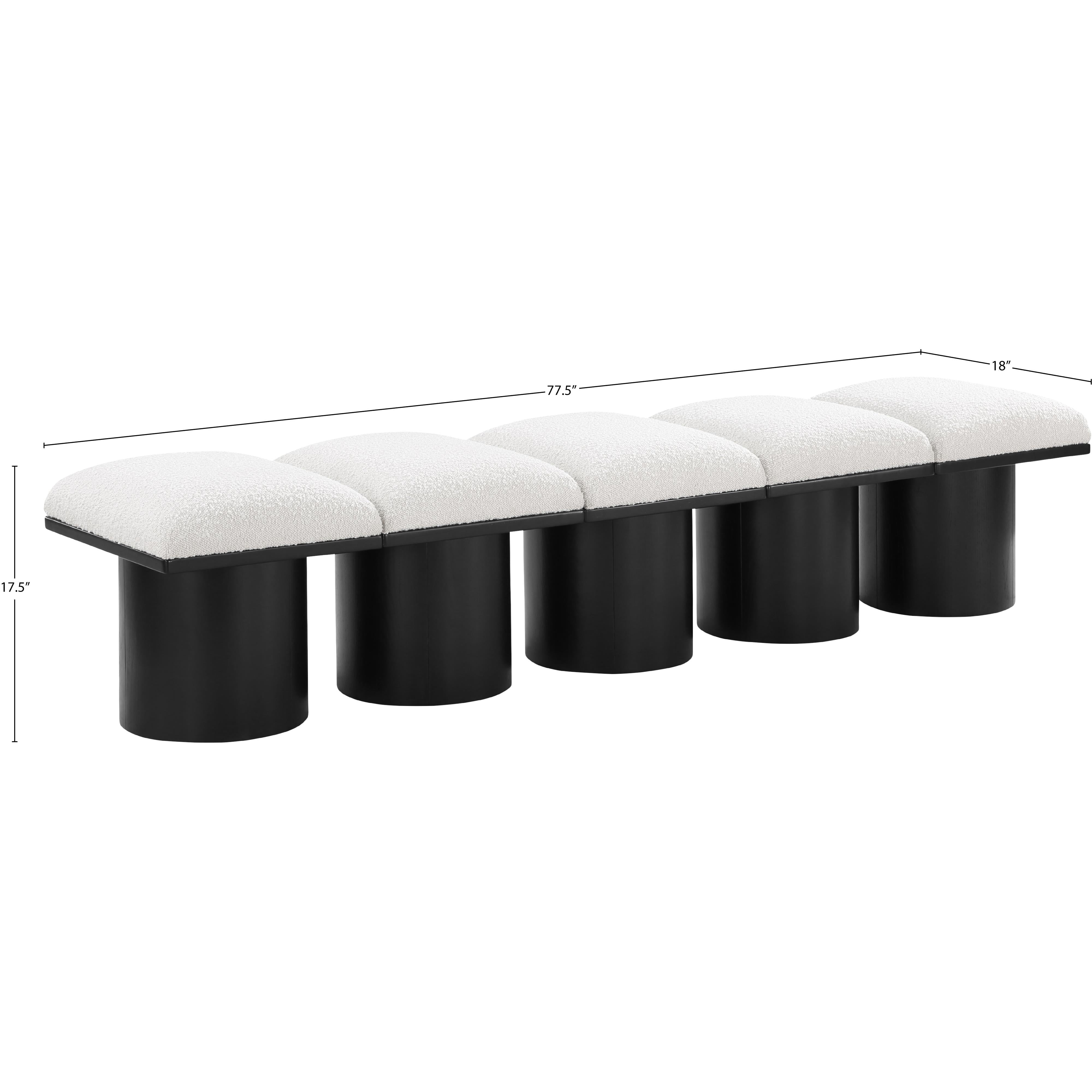 Meridian Pavilion Cream Boucle Fabric Bench