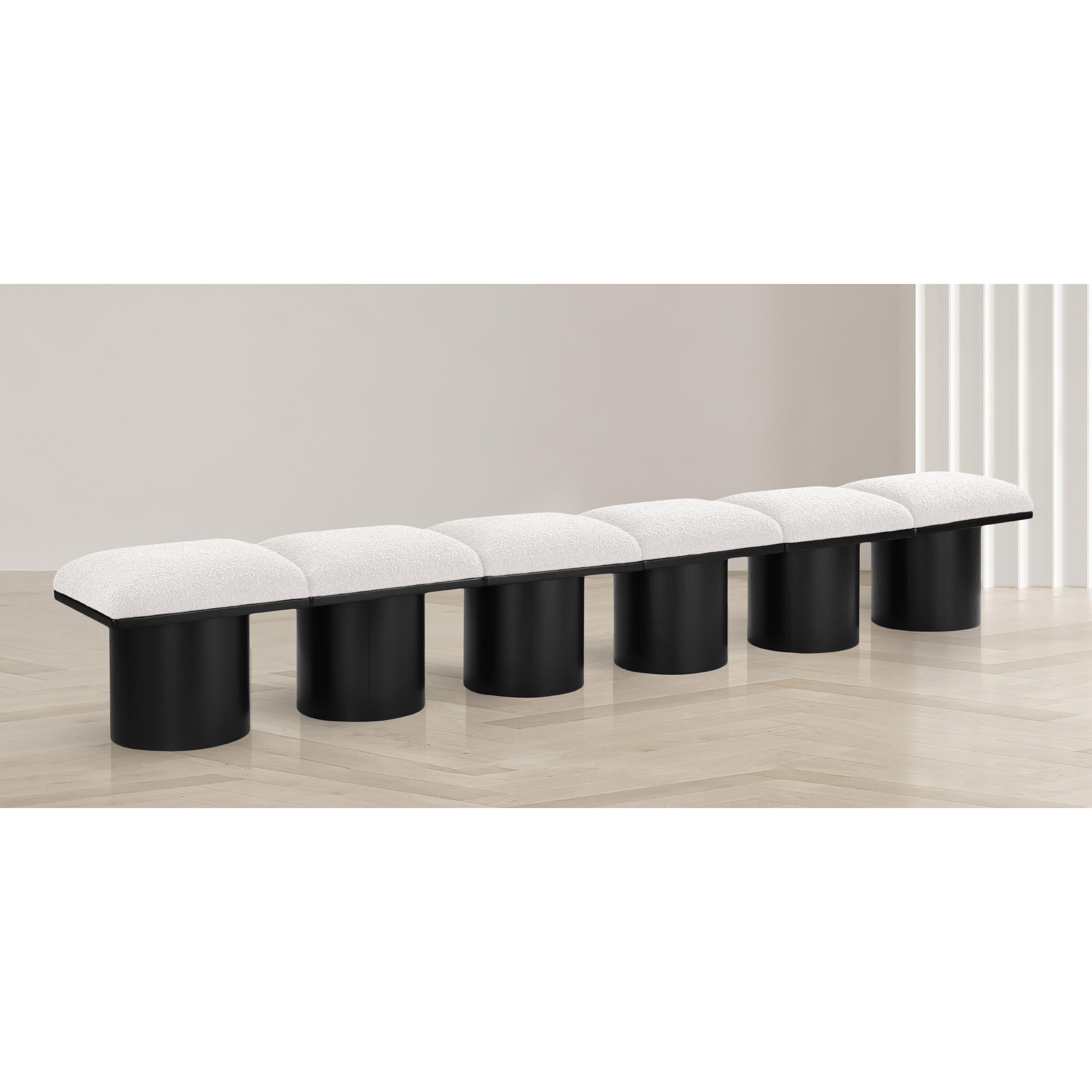 Meridian Pavilion Cream Boucle Fabric Bench