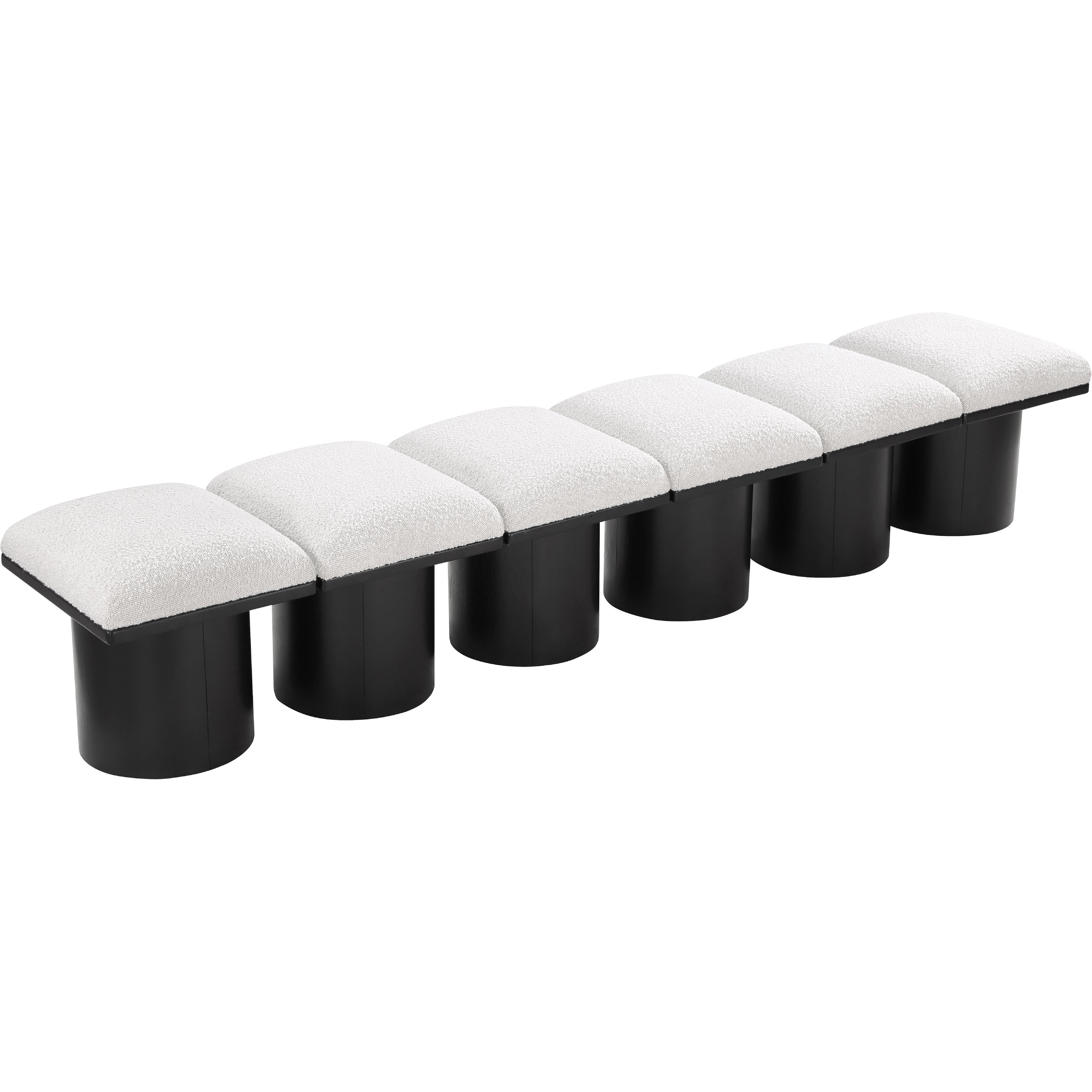 Meridian Pavilion Cream Boucle Fabric Bench