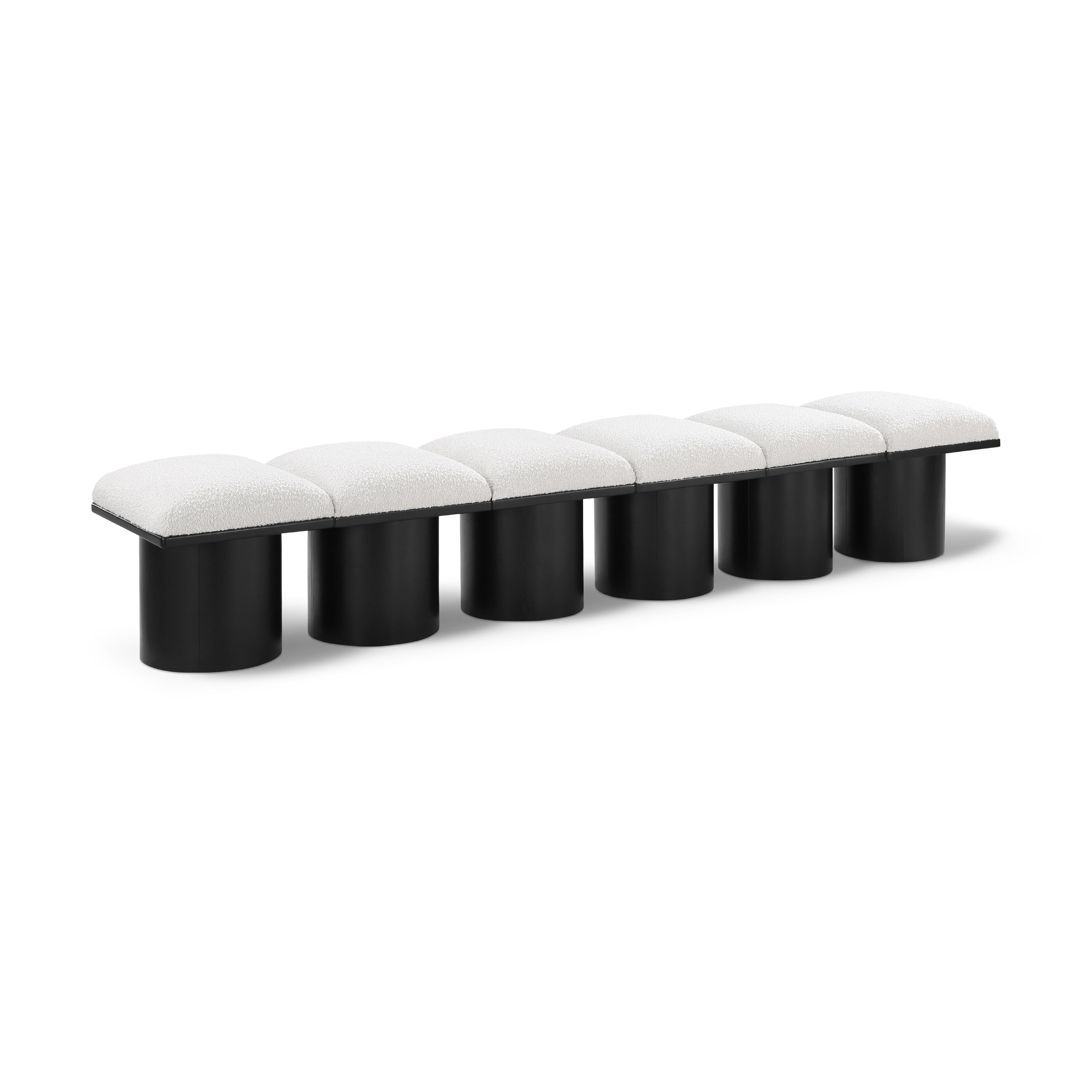 Meridian Pavilion Cream Boucle Fabric Bench