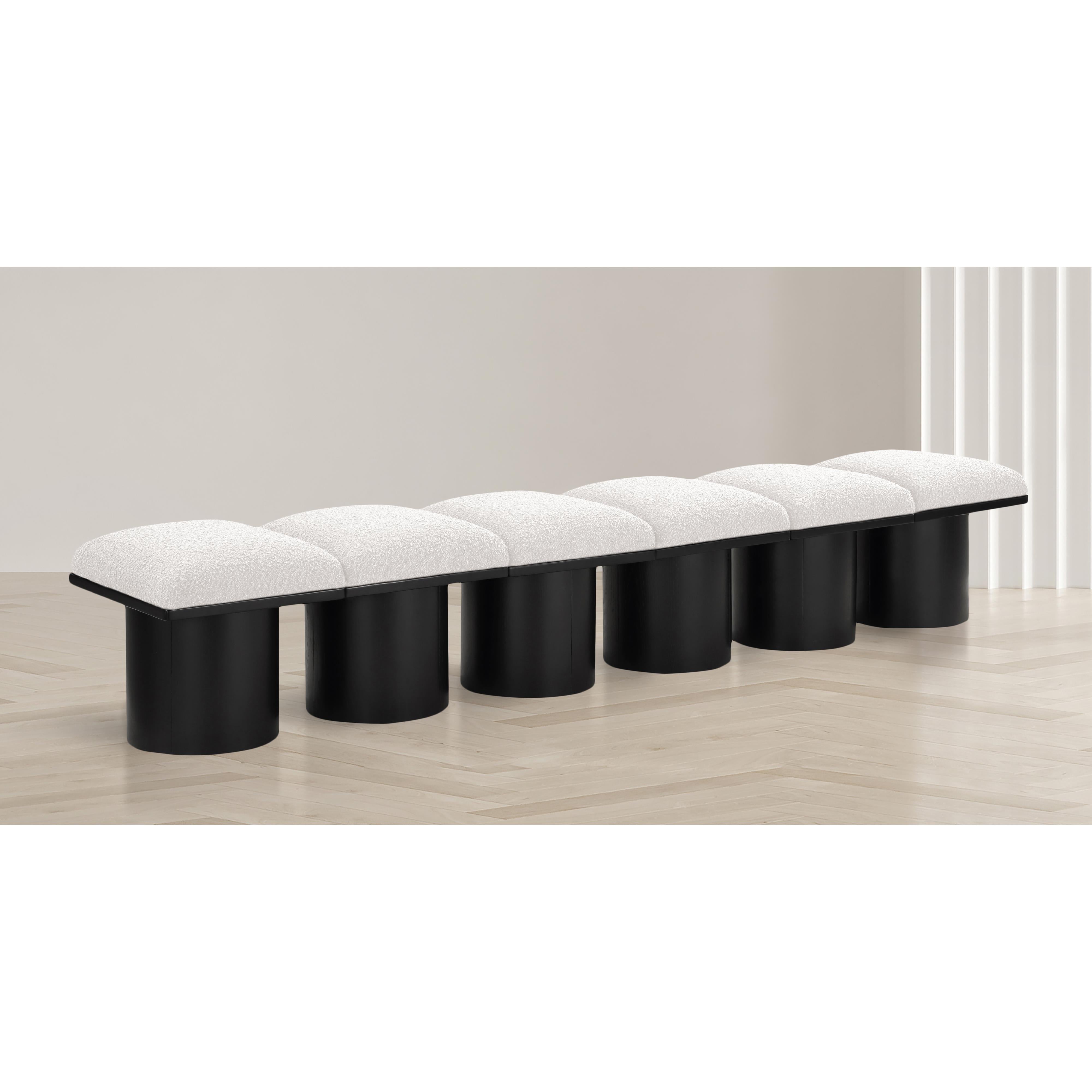 Meridian Pavilion Cream Boucle Fabric Bench