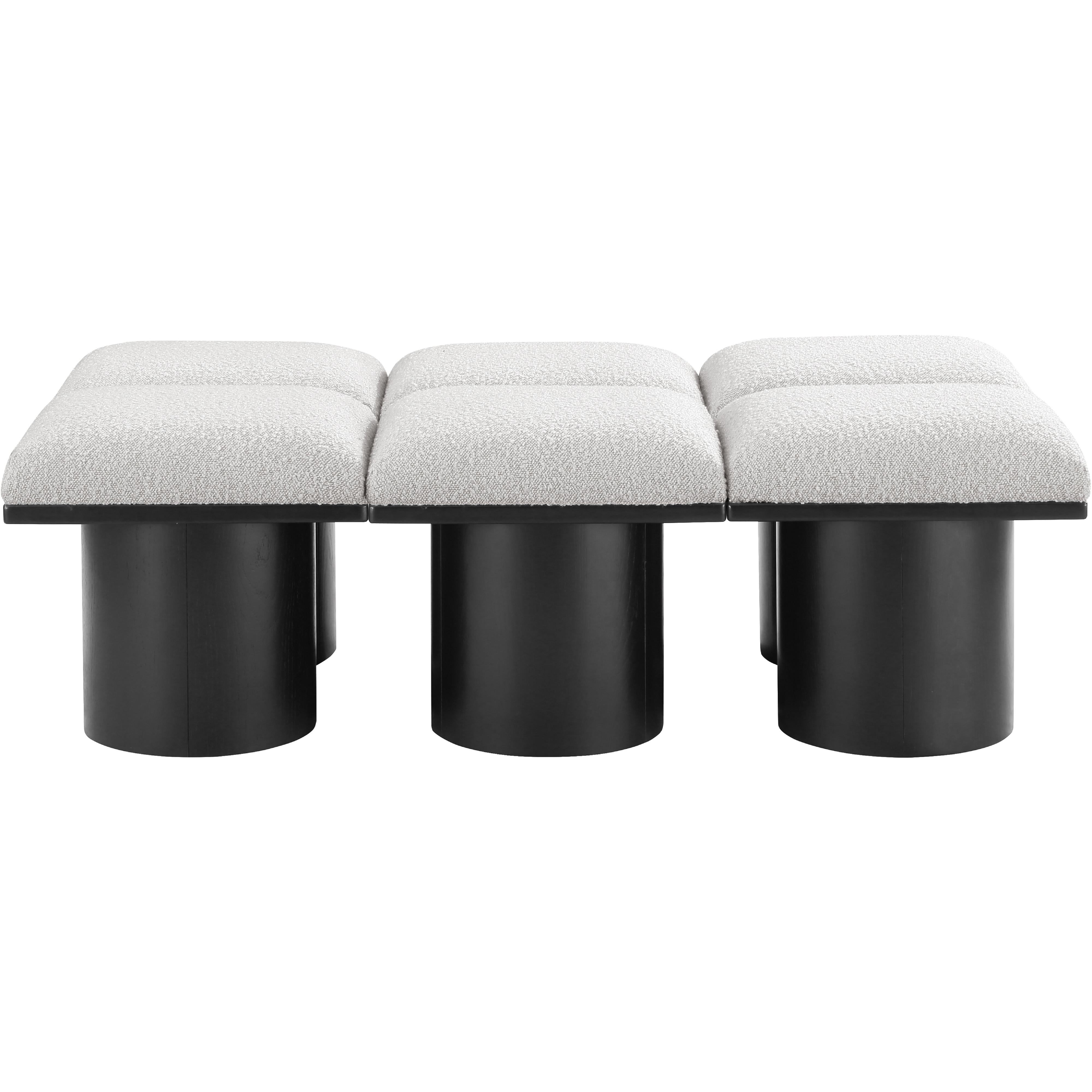 Meridian Pavilion Cream Boucle Fabric Bench