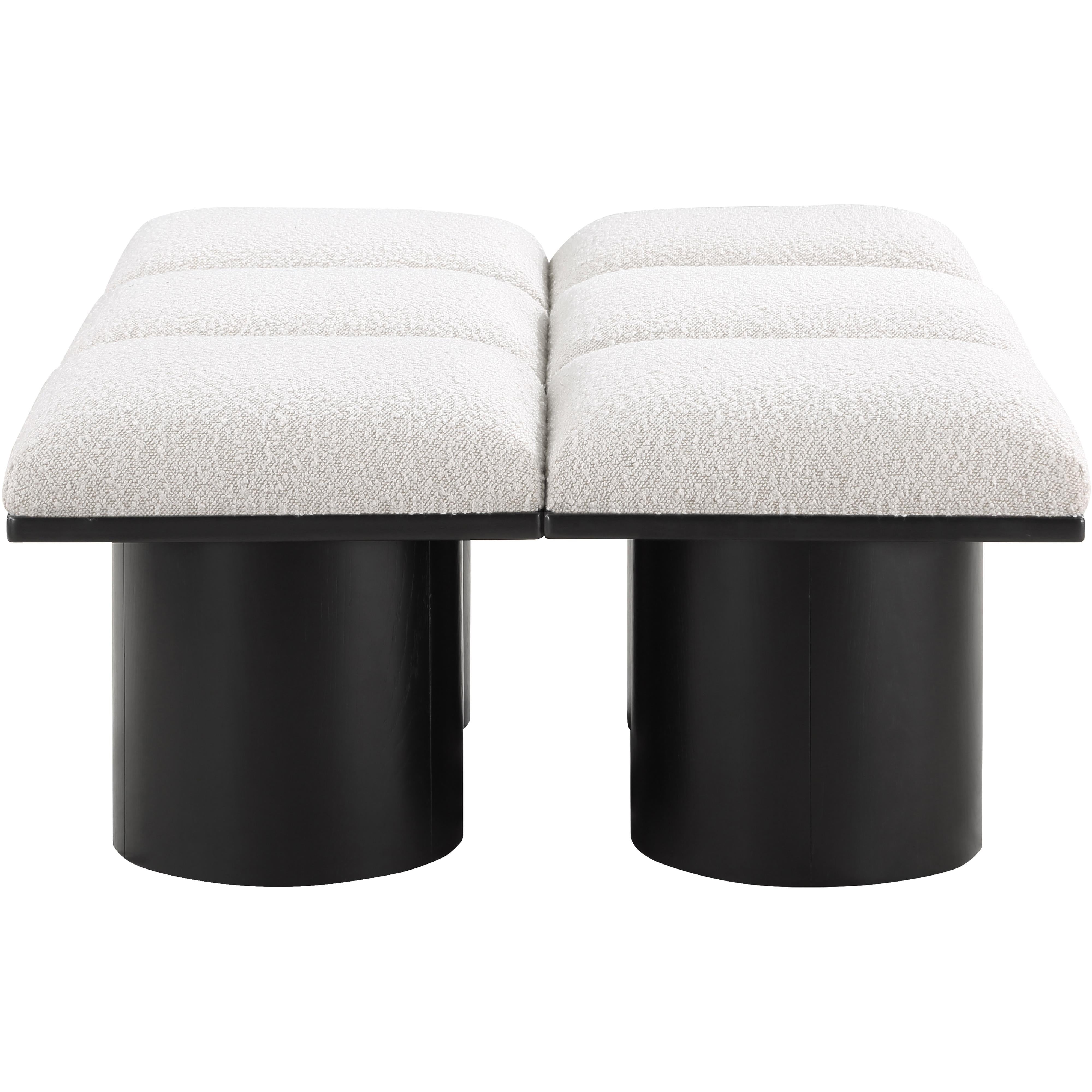 Meridian Pavilion Cream Boucle Fabric Bench