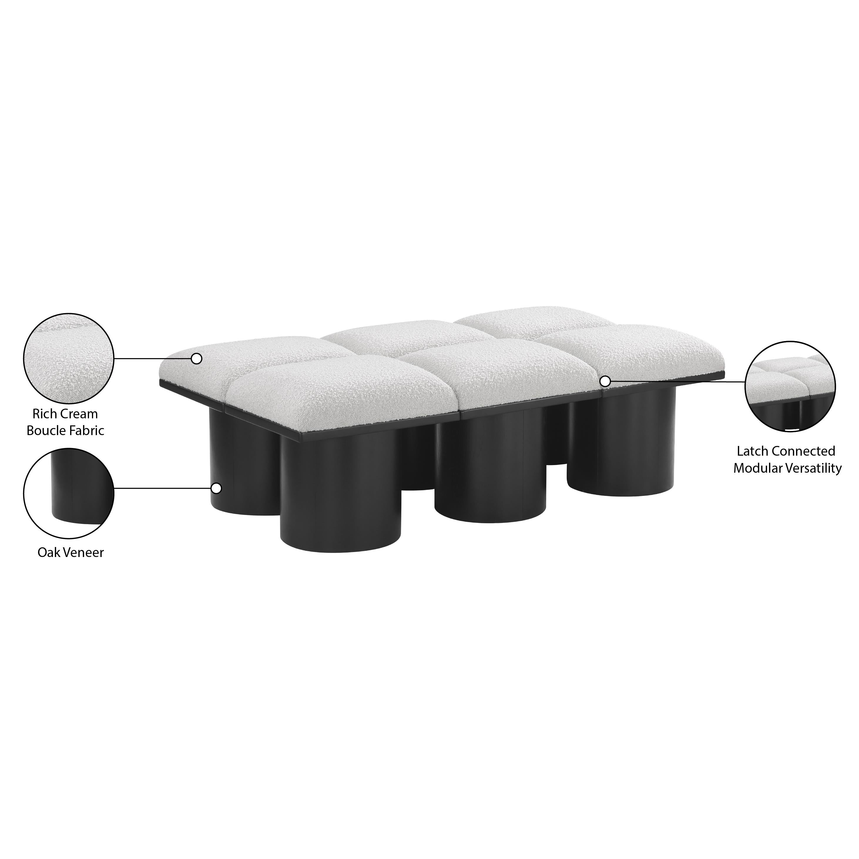 Meridian Pavilion Cream Boucle Fabric Bench